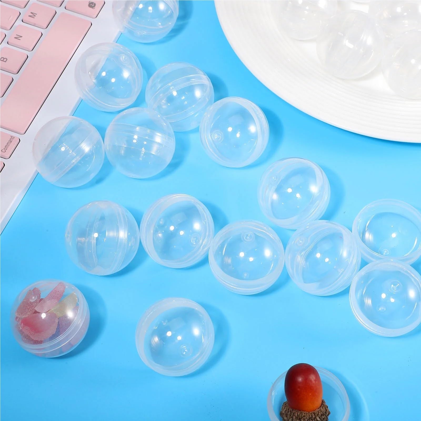 Capsule per distributori automatici, 150 pezzi, trasparenti, rotonde da 35 mm, in plastica, riempibili, per giocattoli, scatole regalo, palline vuote per feste, compleanni, decorazioni per caramelle