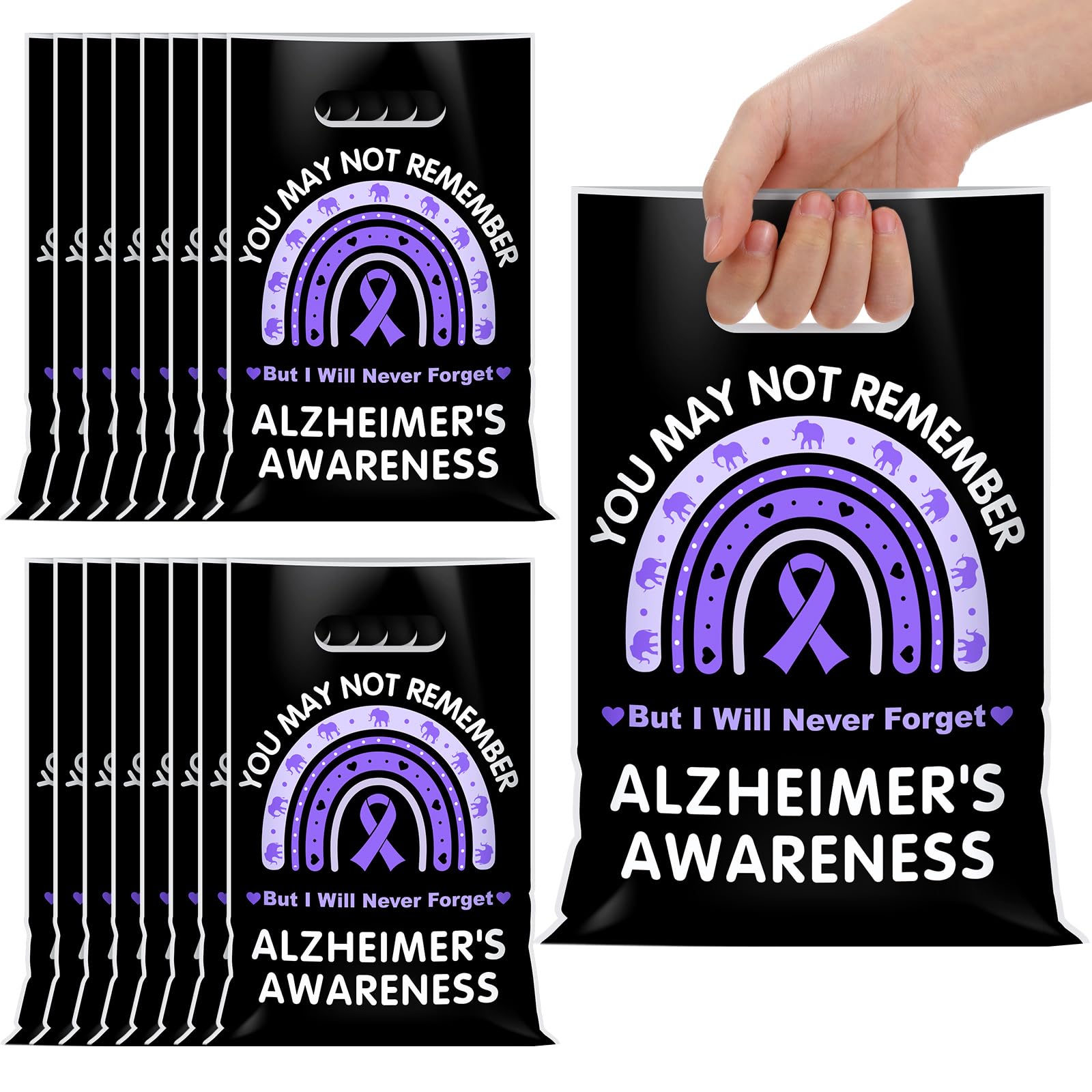 Panelee 50 Pcs Alzheimer's Awareness Gift Bags with Handles Party Favors