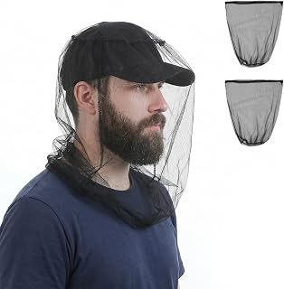 Mosquito Net, 2 Pack Mosquito Head Net for Insect, Ultra Large and Long Mesh Nets Universal Fit Clear View Extra Fine Holes Mesh for Men Women Camping Hiking Fishing Gardening
