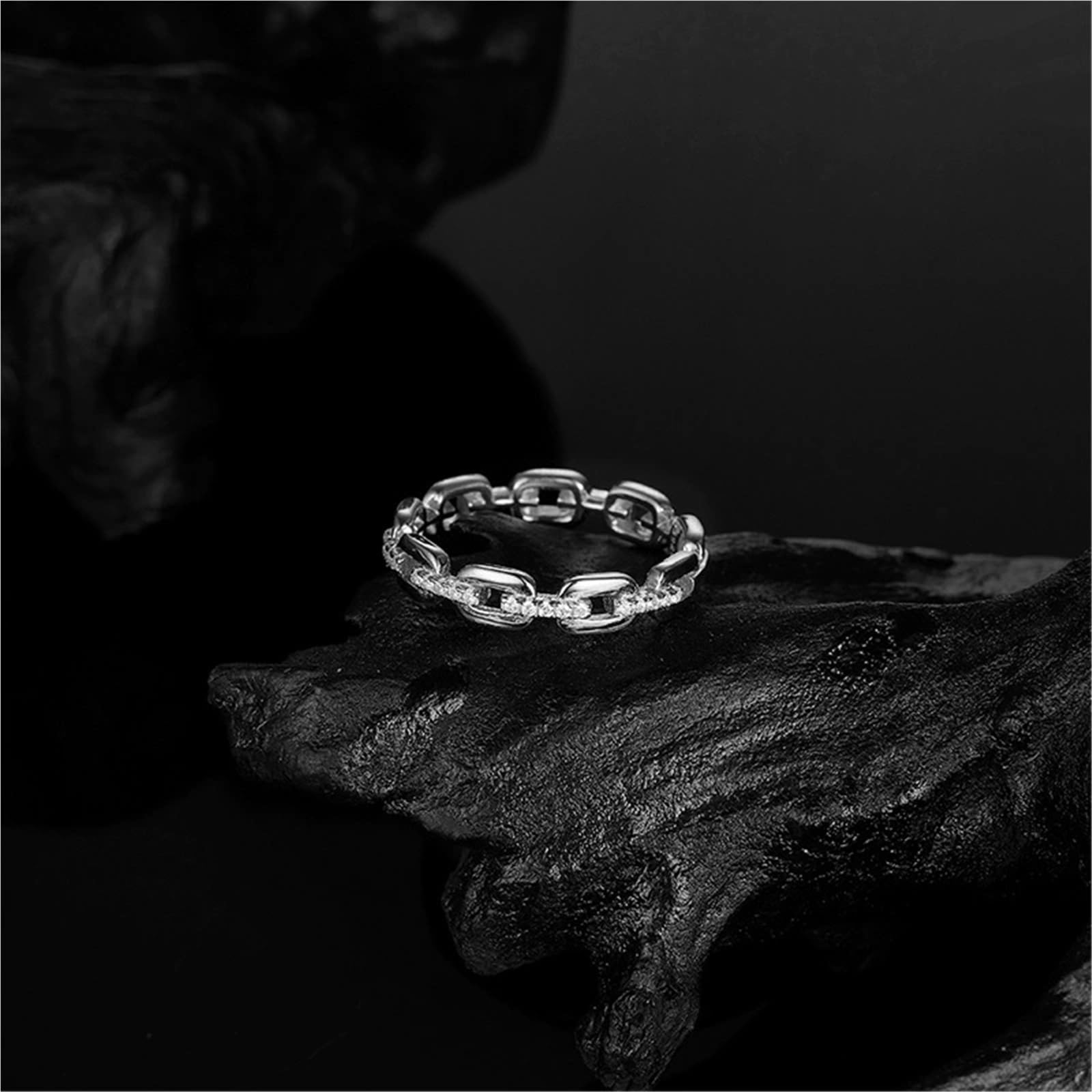 Anello Unisex impilabile in Argento Sterling S925 con moissanite/zircone, 1,0 mm di Colore DE, Fascia alla Moda Hip Hop for Regalo di Fidanzamento e Matrimonio