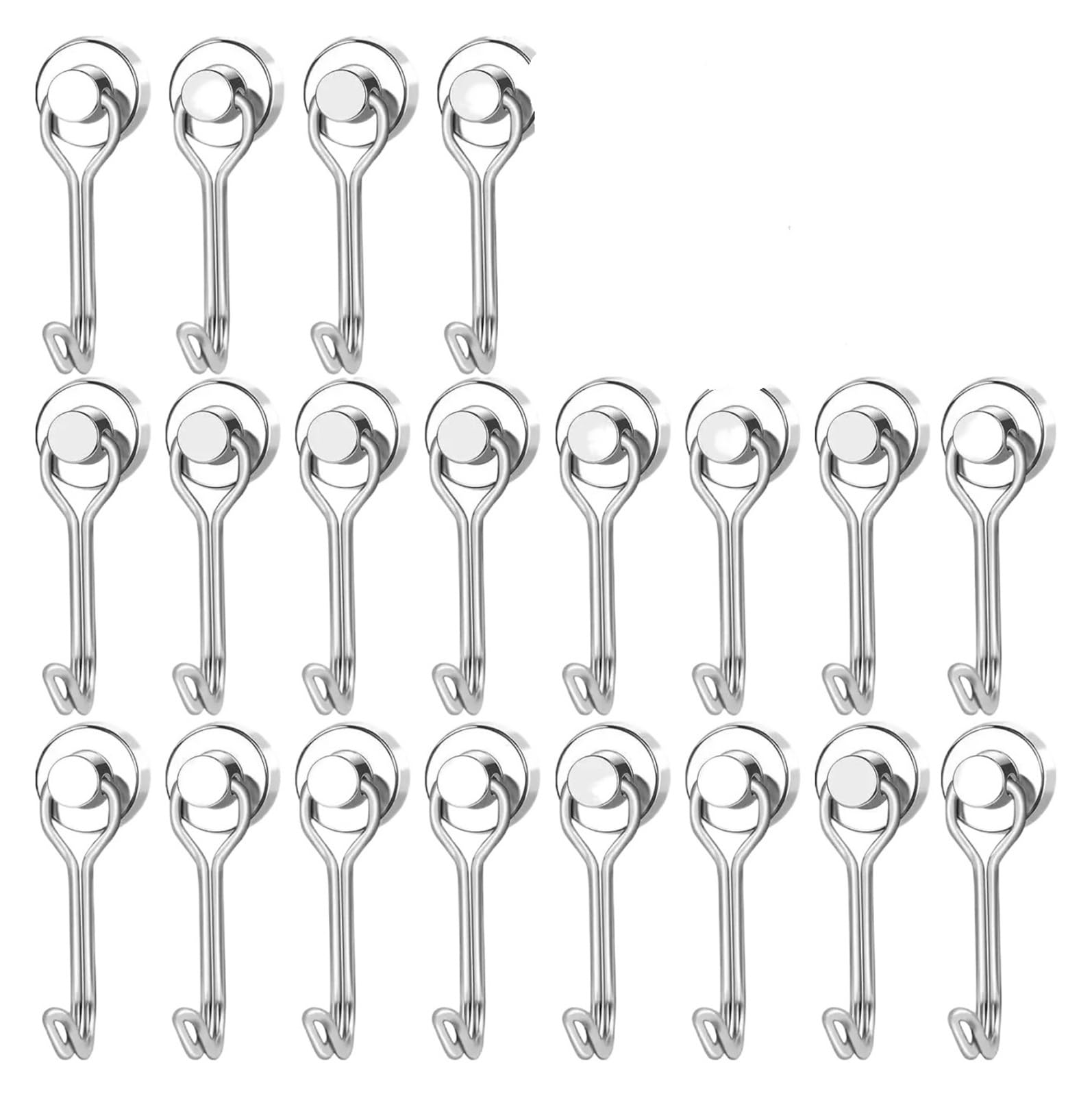 Lot de 20 crochets magnétiques noirs ultra-résistants en néodyme (terres rares), aimants extra-puissants avec crochet for suspendre(20pcs-D16-yin)