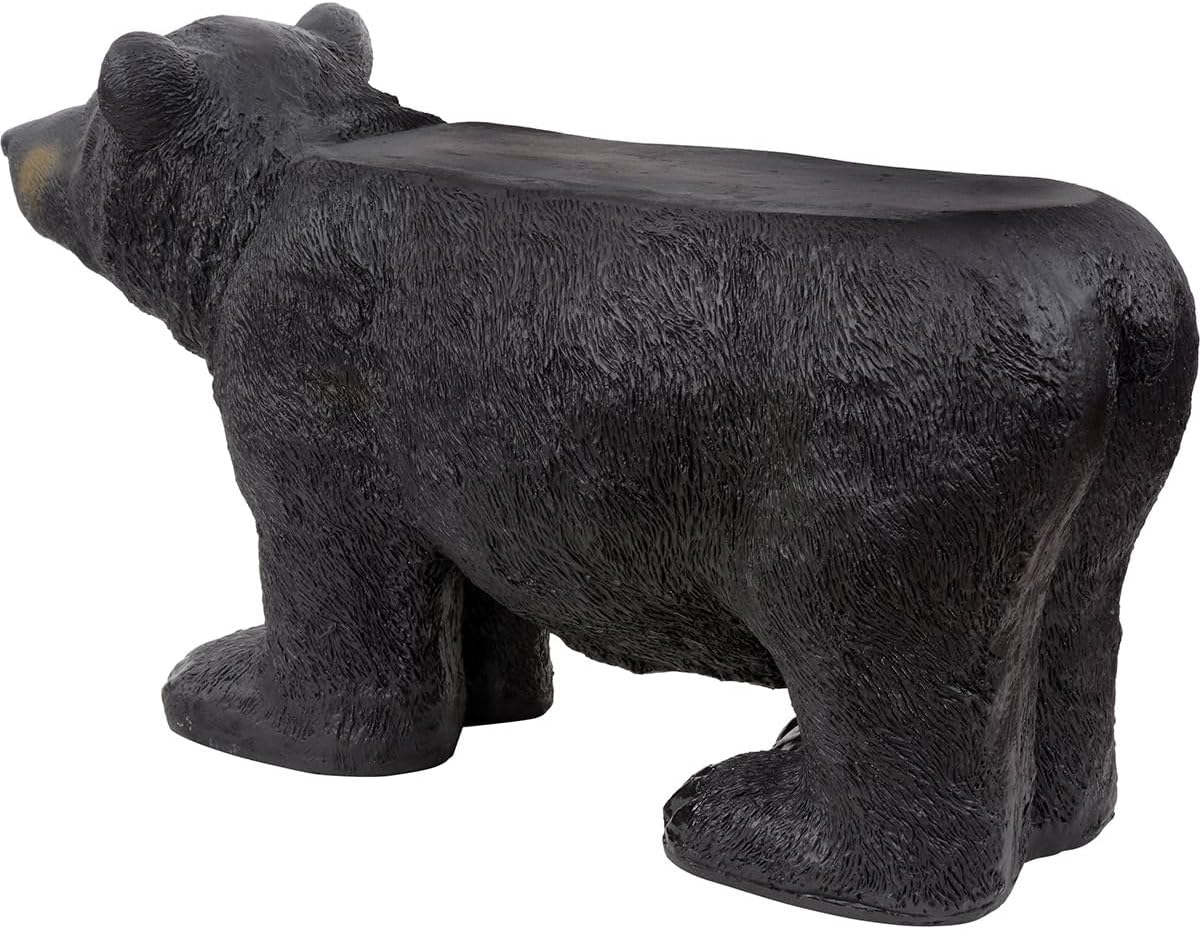 BLACK FOREST DECOR - Black Bear Bench, Forest-Inspired Animal Bench, 33" W x 13" D x 18" H