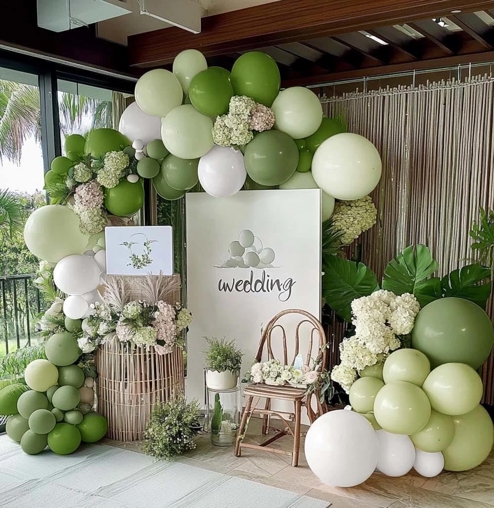 Green Balloon Arch Kit Double Stuffed Olive Dusty Sage Green White Balloons Pastel White Avocado Balloon Garland For Baby Shower Birthday Bridal Shower Wedding Woodland Wild One Party Decoration