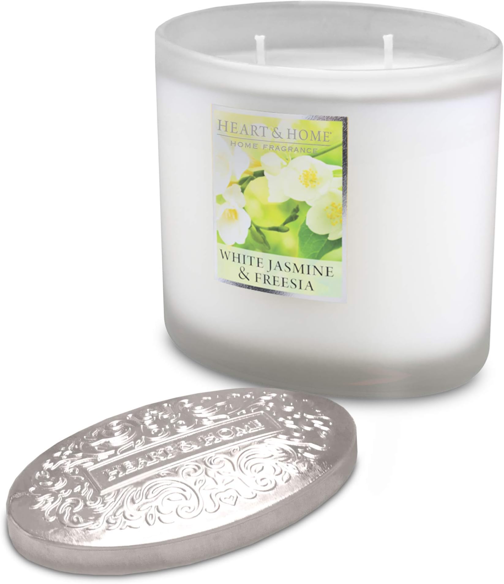 Heart & Home Twin Wick Ellipse Candle (White Jasmine & Freesia)