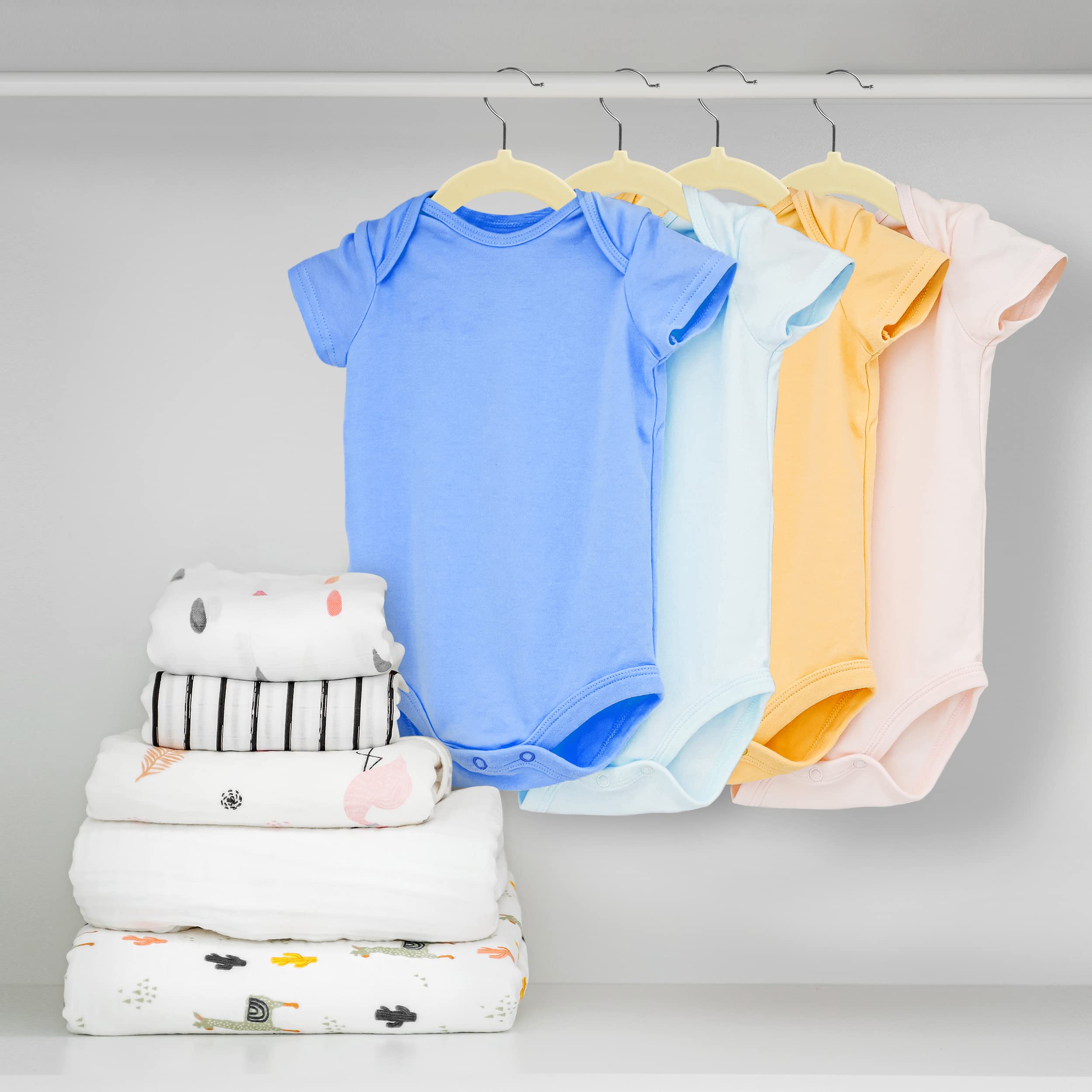 Utopia Home Grucce per bambini in velluto, 28 cm, resistenti, per armadio, per l'uso quotidiano (Avorio, Confezione da 30)