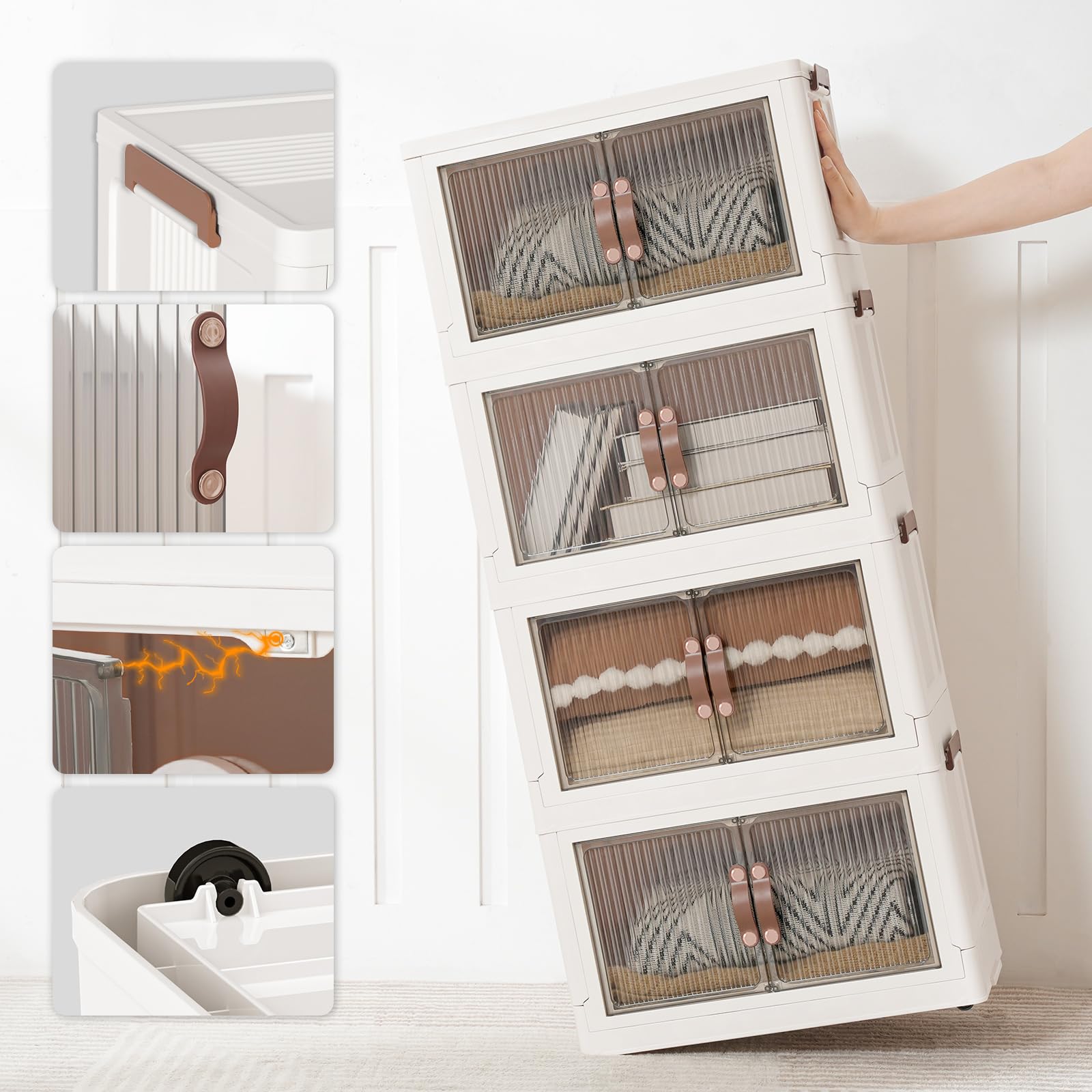 Scatole Organizzative HOOBRO 3 Livelli - Contenitori Impilabili E Pieghevoli Per Casa E Ufficio - Foto 5