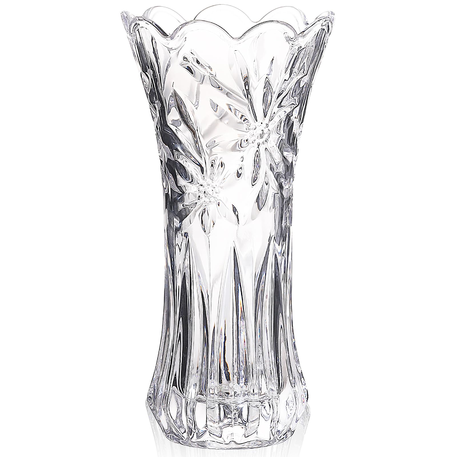 JASVIC 12 Inch Crystal Vases for Flowers, Tall Glass Vase with Wide Opening