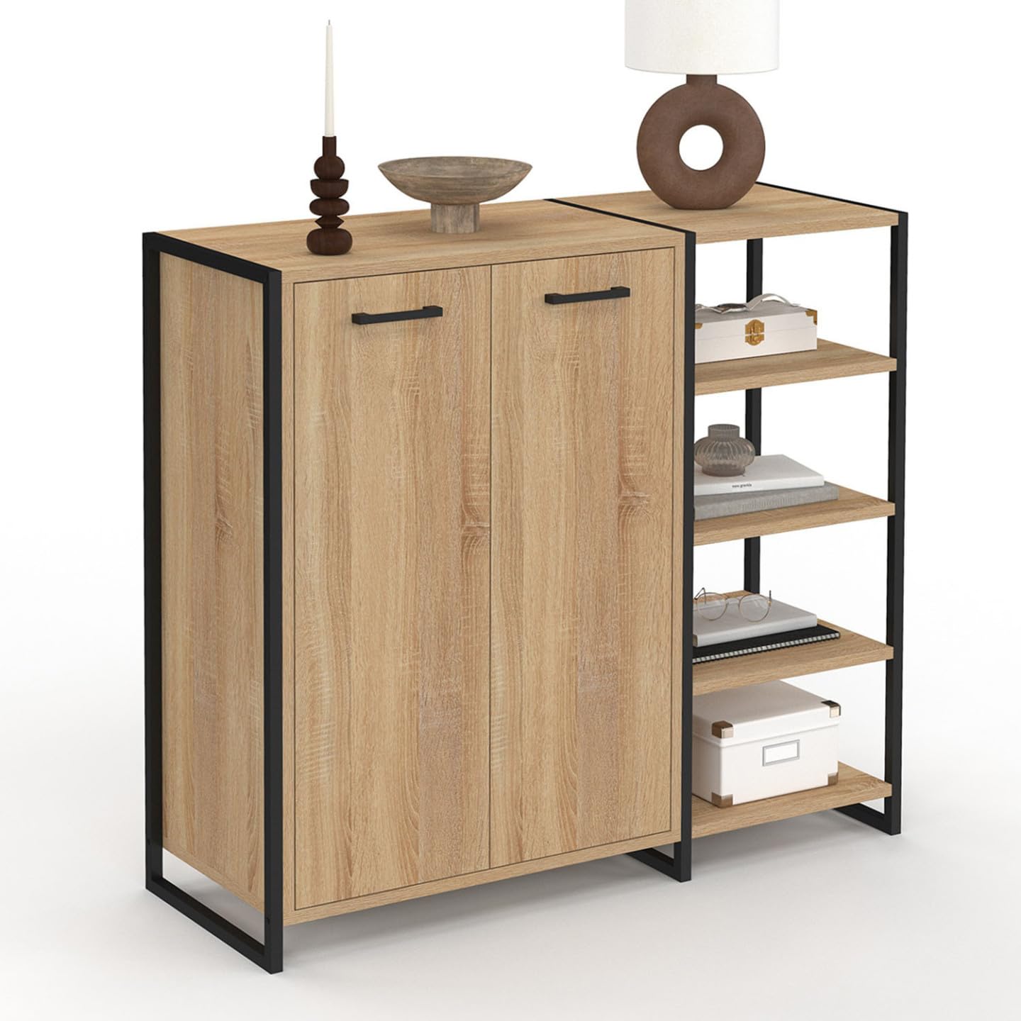Armoire à chaussures bois et métal Luis meuble entrée industriel