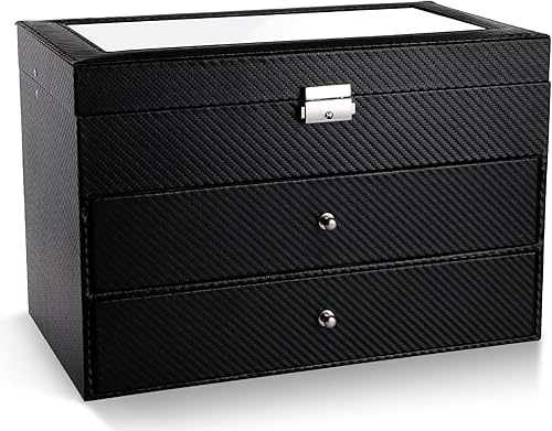 Miniatura 9 de Nicunom Organizador de lentes de sol con 18 ranuras para coleccionista gafas de sol caja de almacenamiento de gafas con cajón con cerradura color