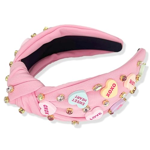 Miniatura 3 de SZJULR Diadema anudada para el día de San Valentín para mujer, diseño de corazón con diamantes de imitación adornados con cristales de imitación