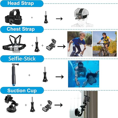 Miniatura 6 de BMUUPY Kit de accesorios compatible con Gopro Hero 8 negro, paquete de accesorios impermeable, protector de lente, pantalla de vidrio templado,