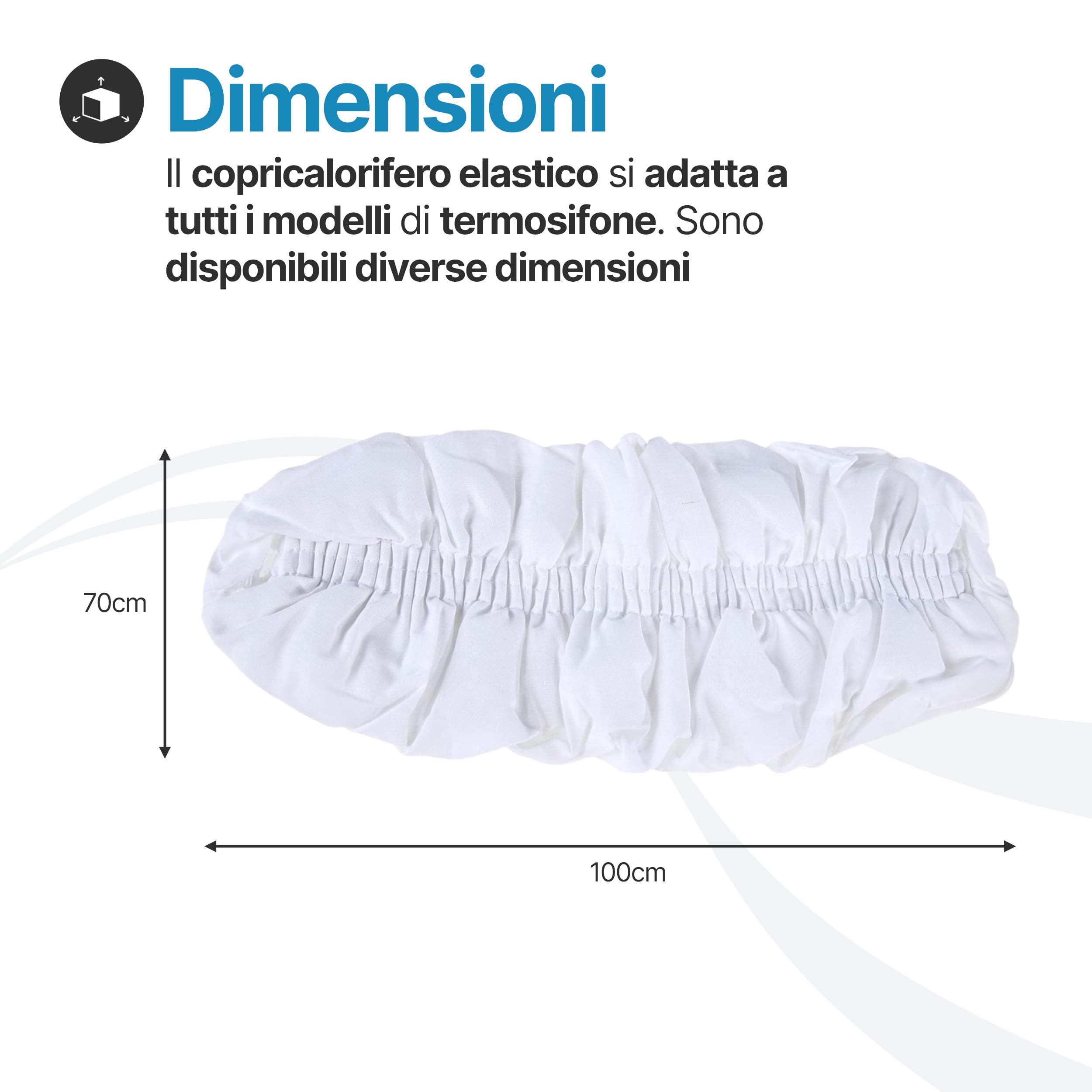TOMAINO - Copritermosifone Stoffa in Cotone Elasticizzato 70x100 cm - Copri Calorifero Anti Polvere e Acari - Copri Termosifone Moderno Bianco Facile da Inserire e Lavare (L 70 X 100)