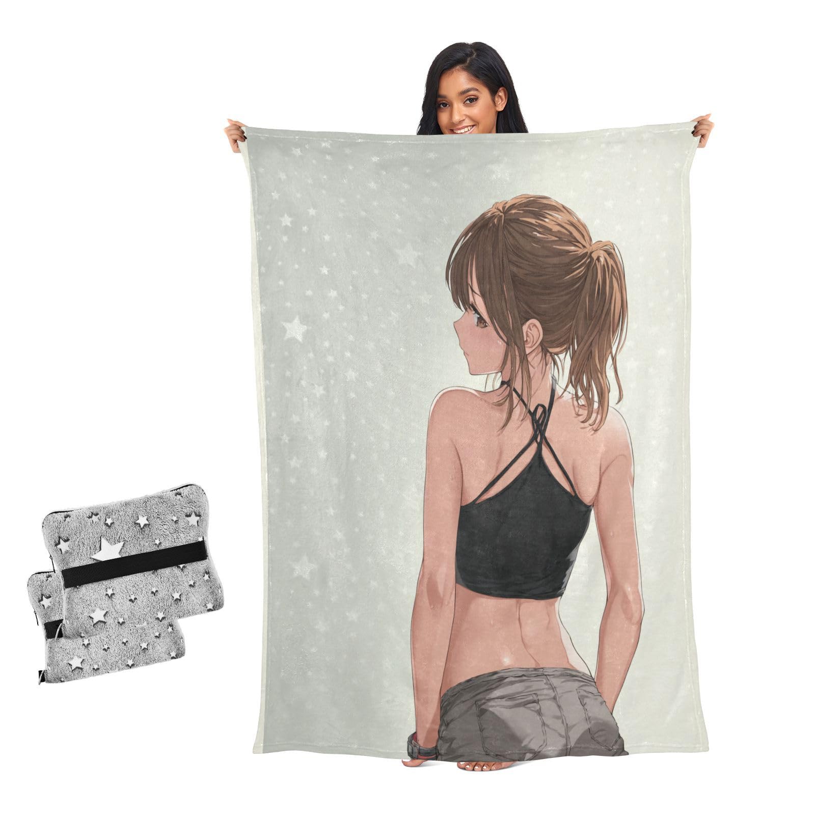 Manta para sofá anime negro halter evita frío caídas mantas adultos