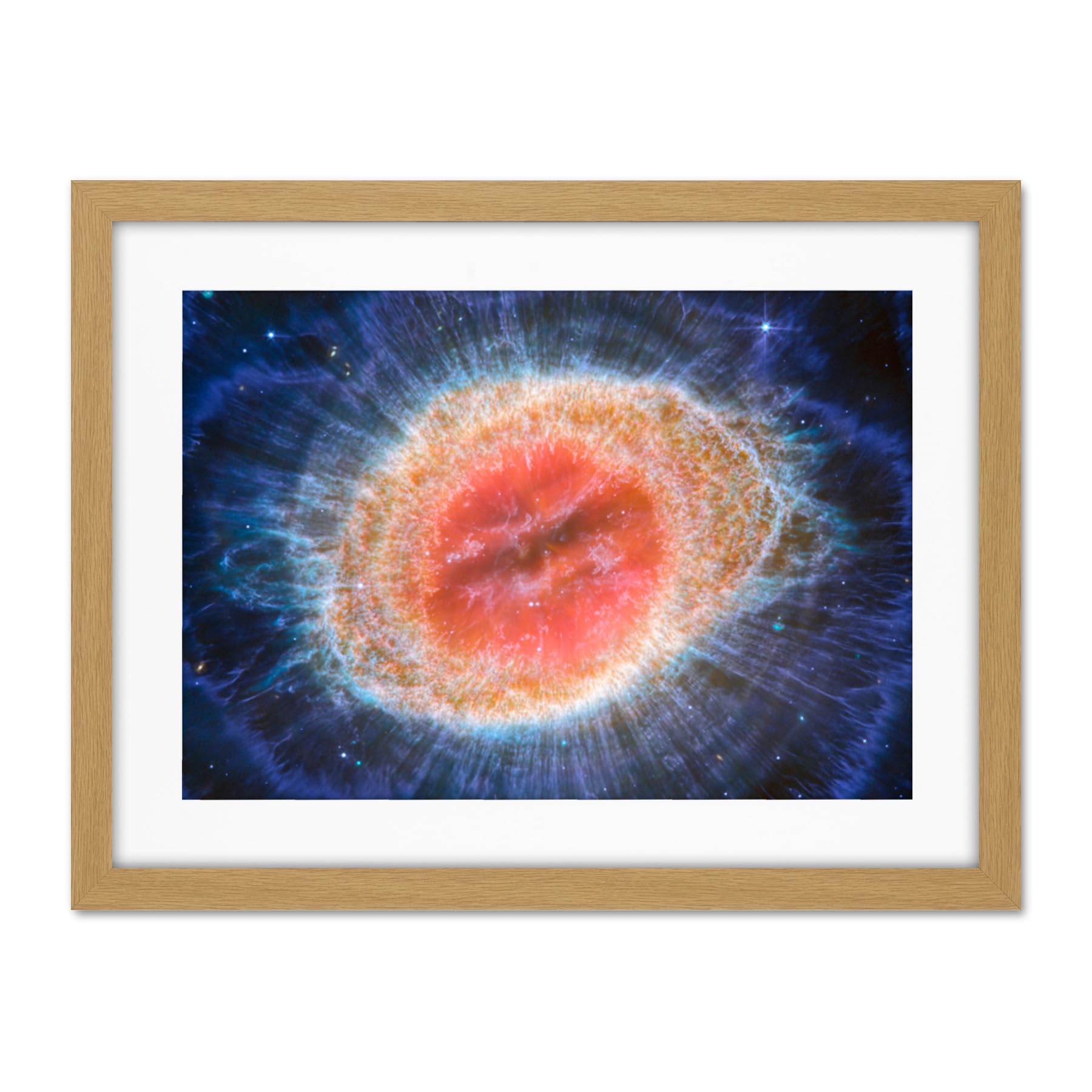Artery8 NASA James Webb Telescope MIRI Image of the Ring Nebula Planetary Messier 57 Intricate Details of a Dying Star Formation Celestial Doughnut in Space Artwork Framed Wall Art Print 18X24 Inch