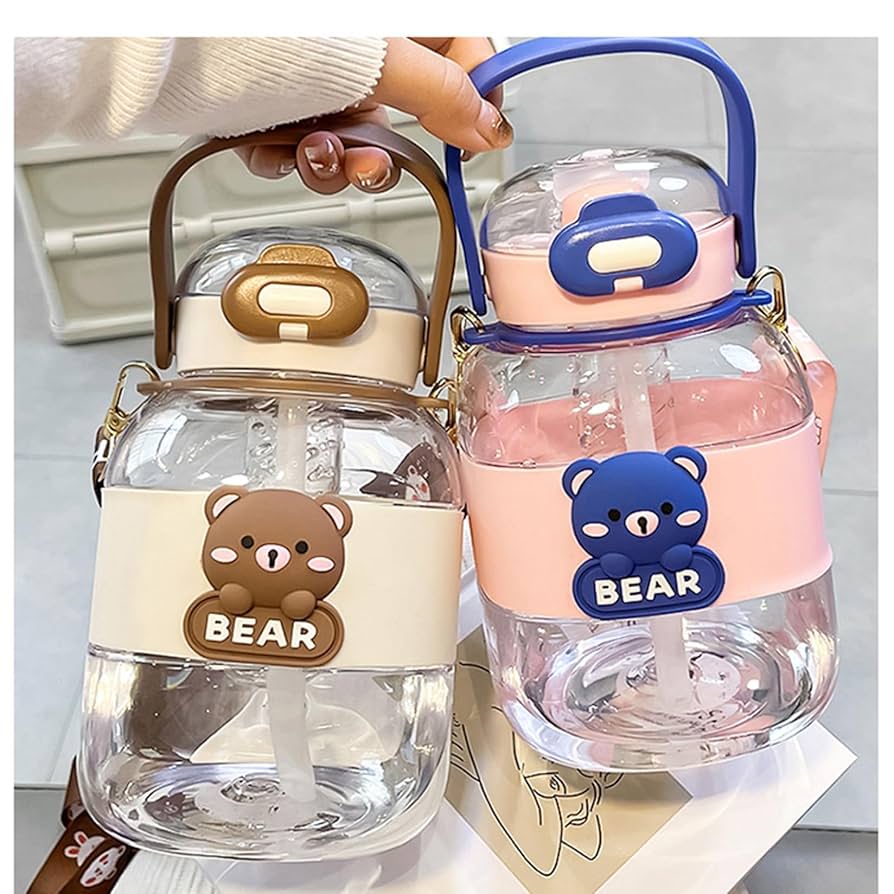 Amazon｜1.3L ウォーターボトル クマちゃん 可愛い水筒 ストロー