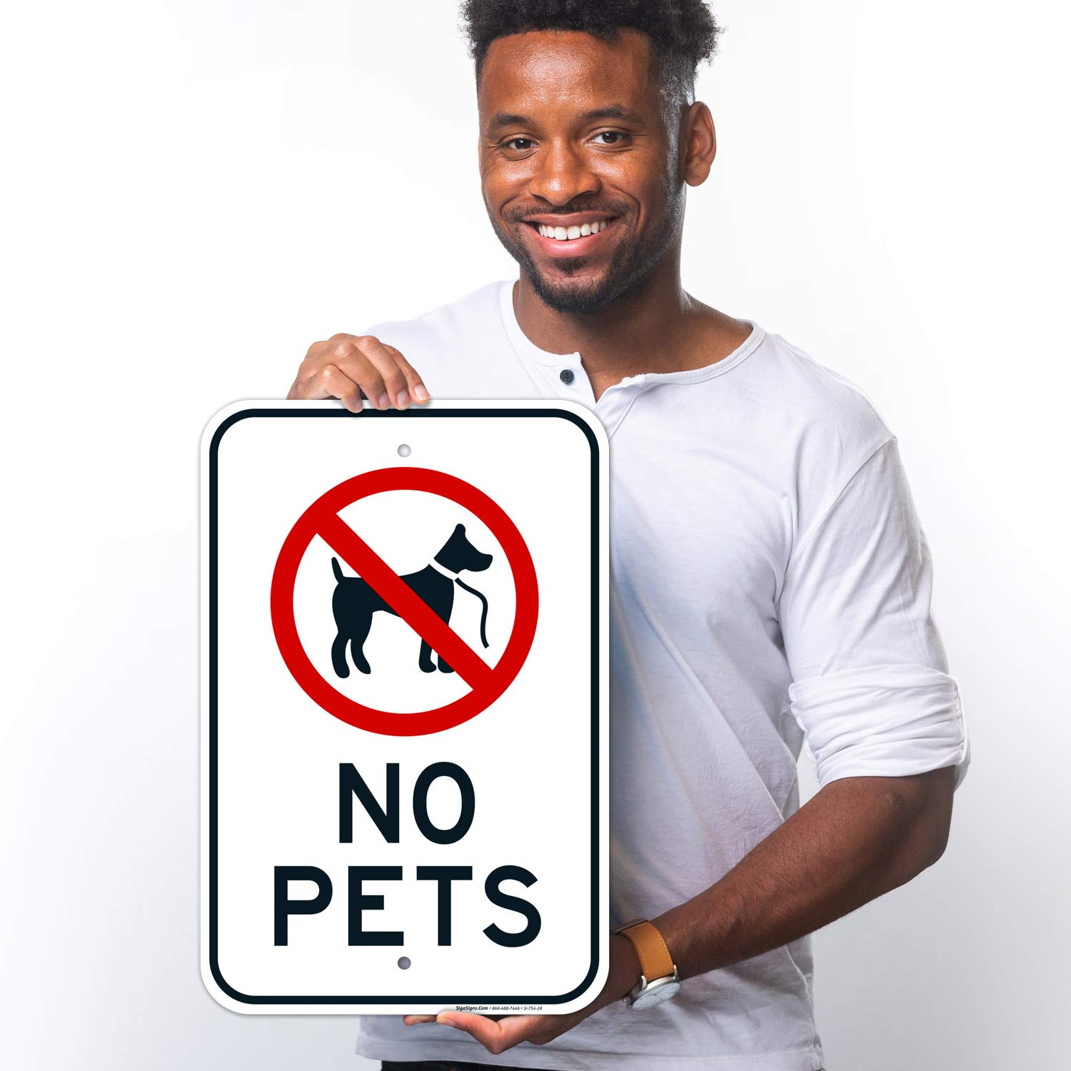 No Pets Allowed Sign, 12x18 Inches, Rust Free .063 Aluminum, Fade Resistant, Made in USA