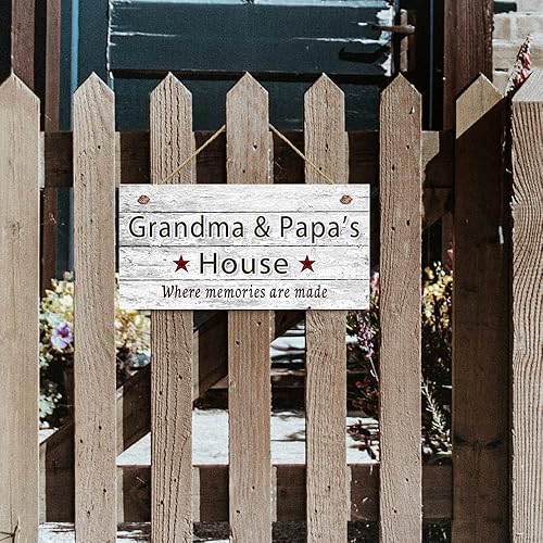 Miniatura 3 de Letrero de madera para colgar en la pared con texto en inglés Grandma & Papa's House Where Memories Are Made
