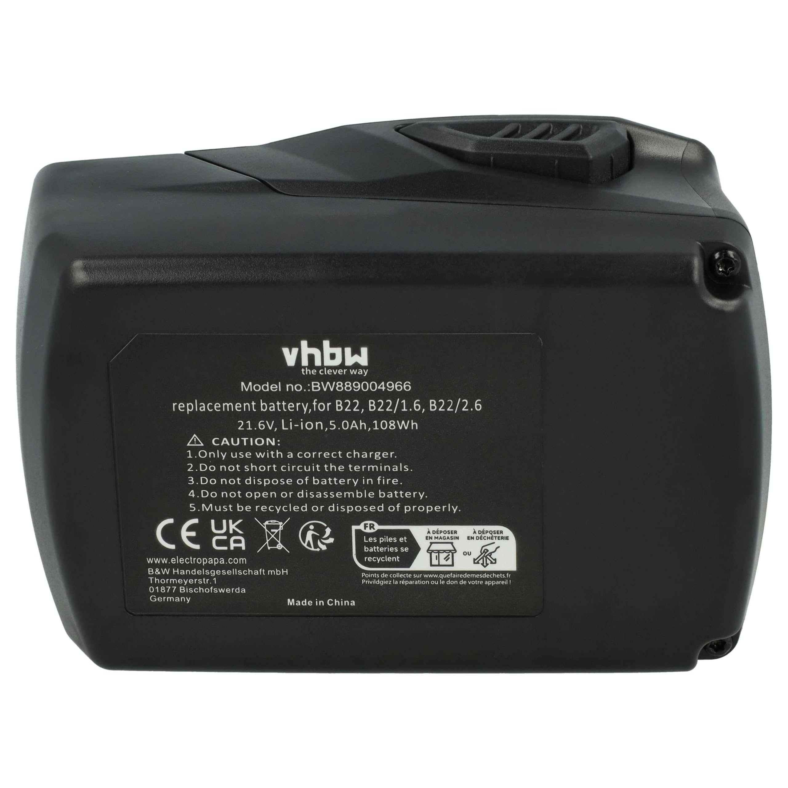 vhbw 2x batteria compatibile con Hilti SJT 6-A22, SL 2-A22, SL 6-A22, SR 4-A22, SR 6-A22, SPN 6-A22 utensile elettrico (5000 mAh, Li-Ion, 21,6 V)