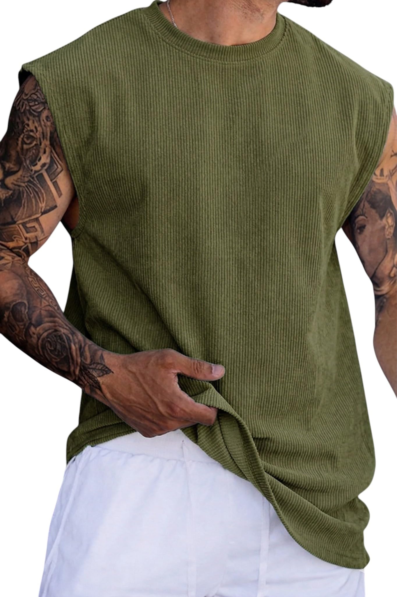 rodzen Mens Polyester Tank Tops Sleeveless Round Neck T-Shirt for Gym, Running and Outdoor-picture-17