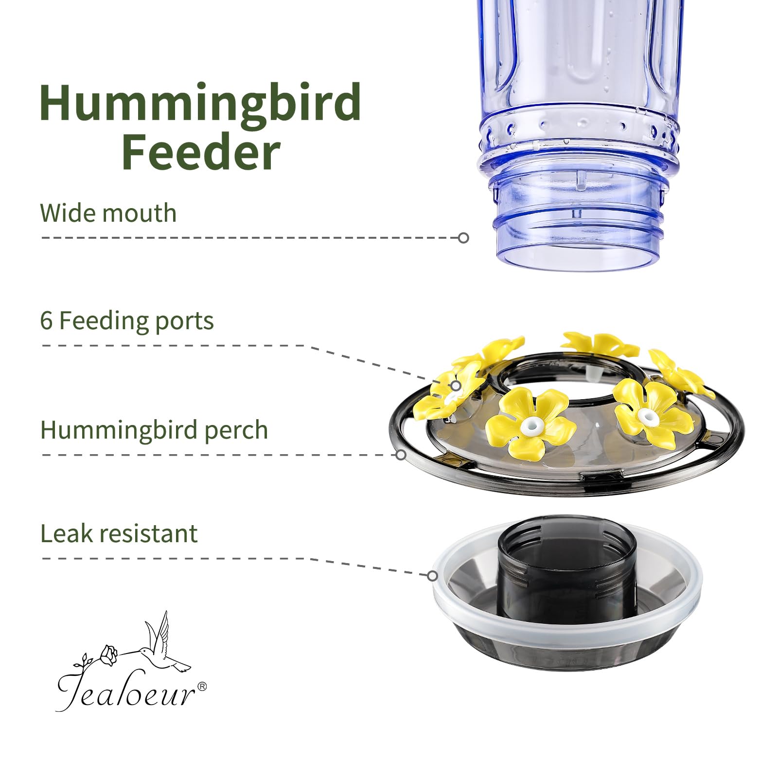 Snapklik.com : Jealoeur Hummingbird Feeder For Outdoors Hanging, 18 OZ