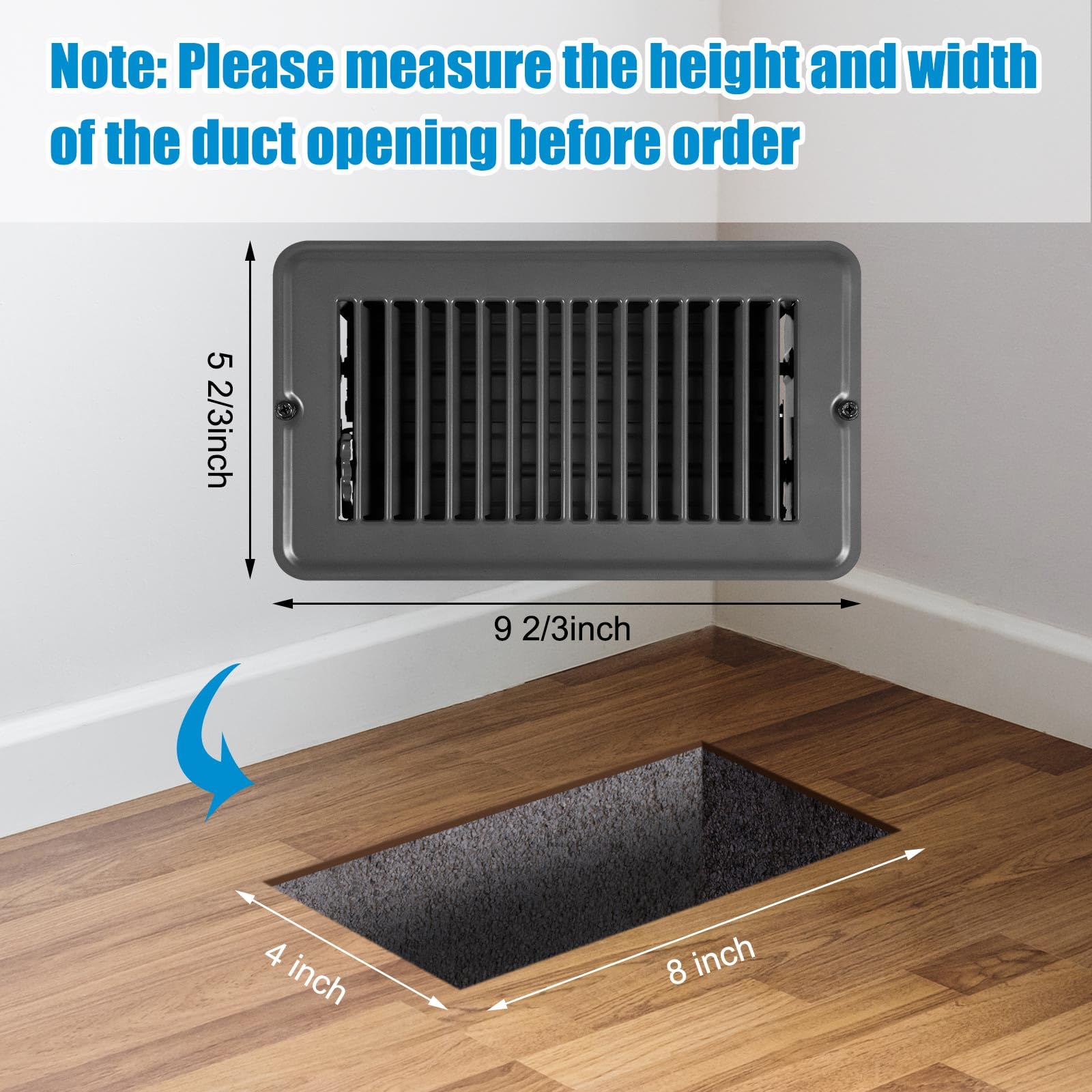 VIHOSE 20 rejillas de ventilación de suelo RV de 4 x 8 pulgadas con cubierta magnética para pantalla, juego de 10 cubiertas de ventilación de acero resistente con amortiguador y registro, 10 filtros