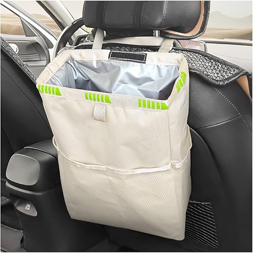 8sanlione Basurero para automóvil con bolsillos de almacenamiento, plegable para colgar de gran capacidad, a prueba de fugas, impermeable,