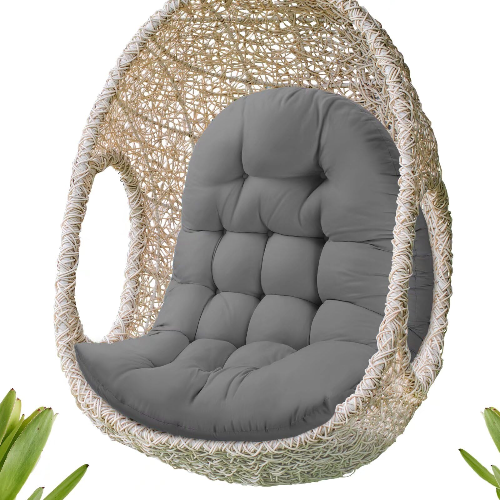 MQK Patio Egg Chair Cushion Replacement, Button Tufted Thick Outdoor Swing Chair Cushion with High Elasticity PP Cotton and Skin-Friendly Fabric,