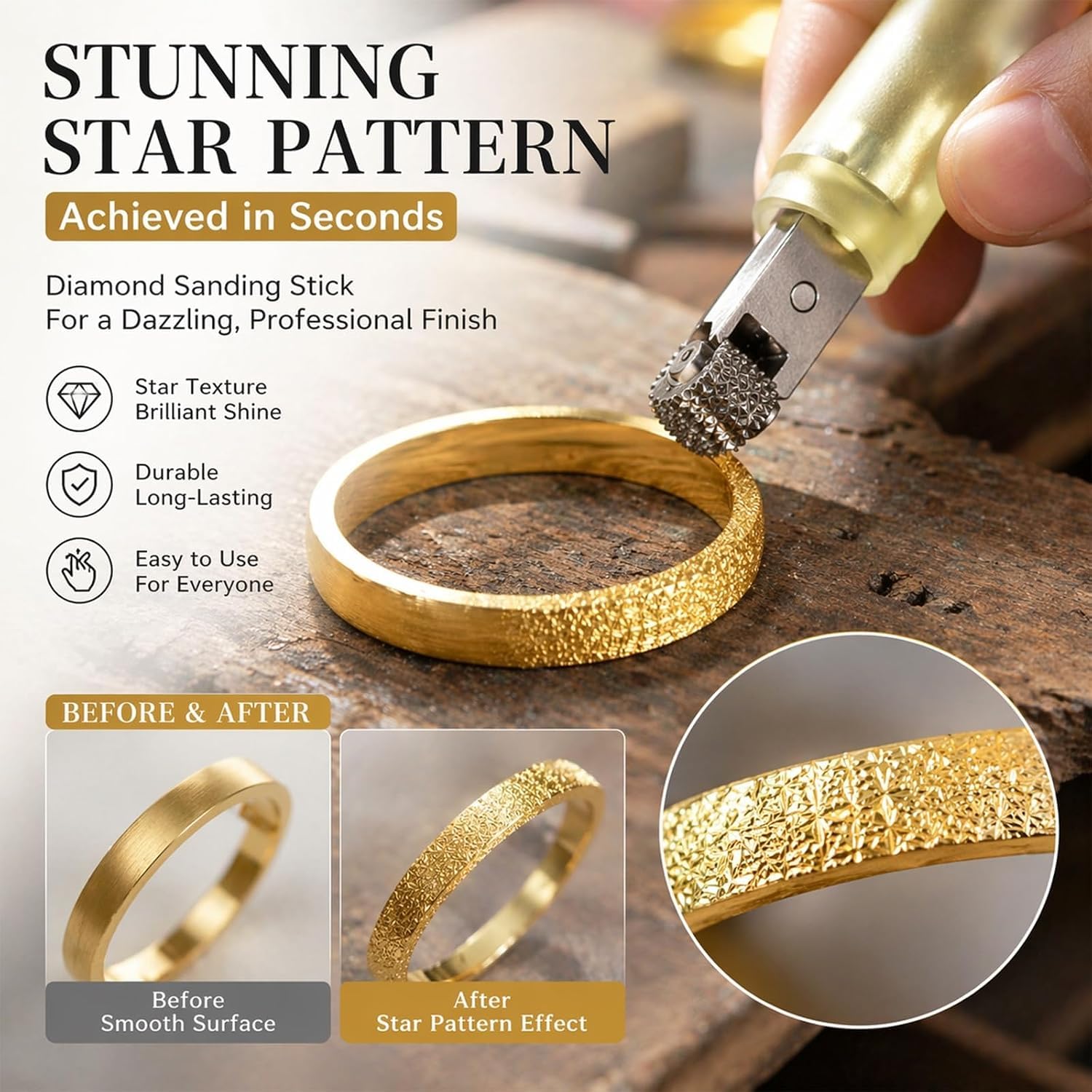 Bastoncino di Carta Abrasiva A Grana di Diamante, Strumento per La Texturizzazione di Fili Metallici per La Creazione di Gioielli, Grana 99/108/117 A Scelta, Rullo da 8 Mm, per 117 Beads