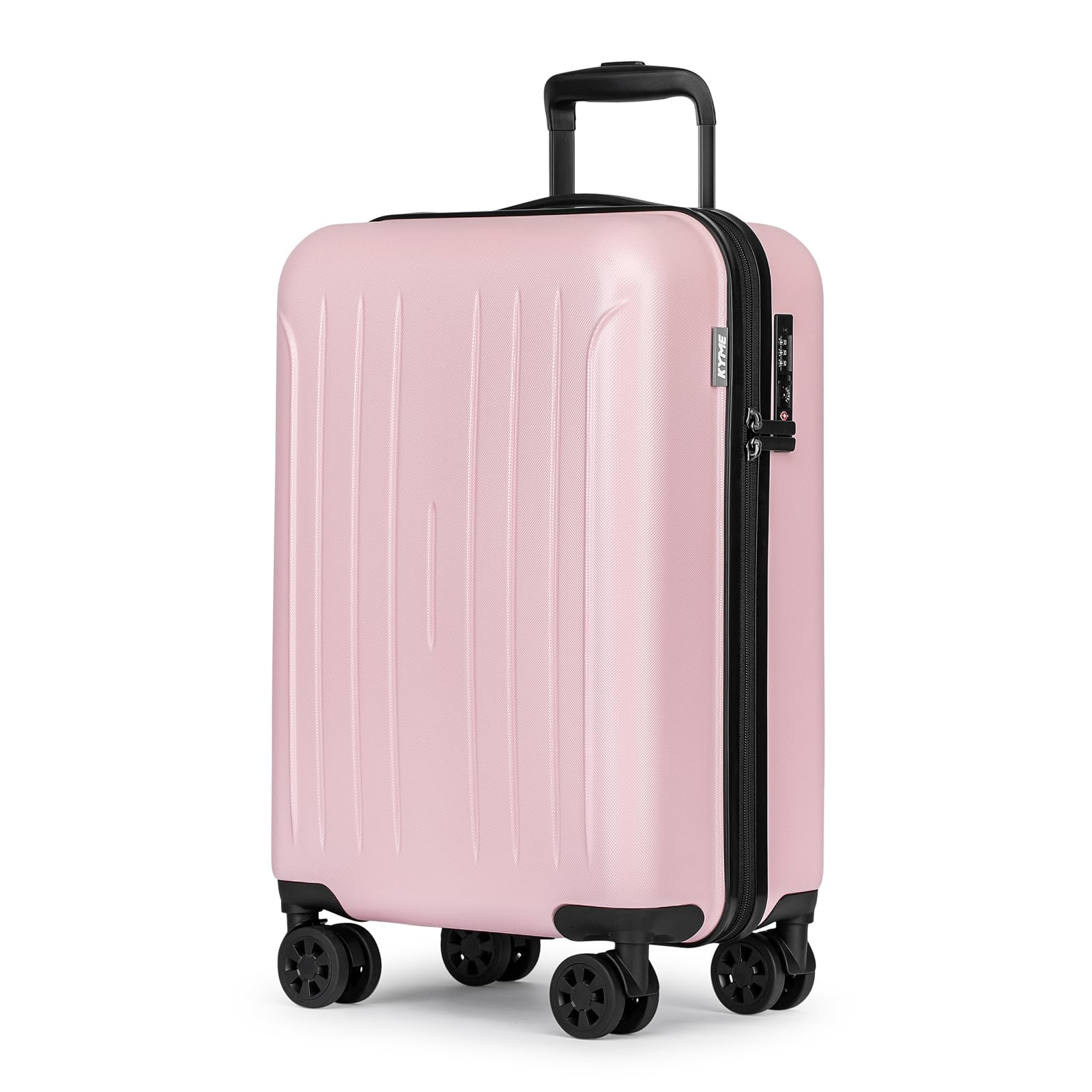 KYME Pink Carry On Luggage 22x14x9 Airline Approved, 20 Inch Suitcases With Wheels, Rolling hard case With TSA Lock, Double Spinner Wheels Carry-on