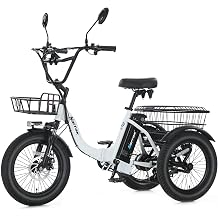NARRAK Electric Tricycle for Adults, Fat Tire Folding Electric Trike,3 Wheels Electric Bicycle Bikes, Peak 700W Step-Thru Etrike with 468WH Removable Battery and Large Basket for Women Men