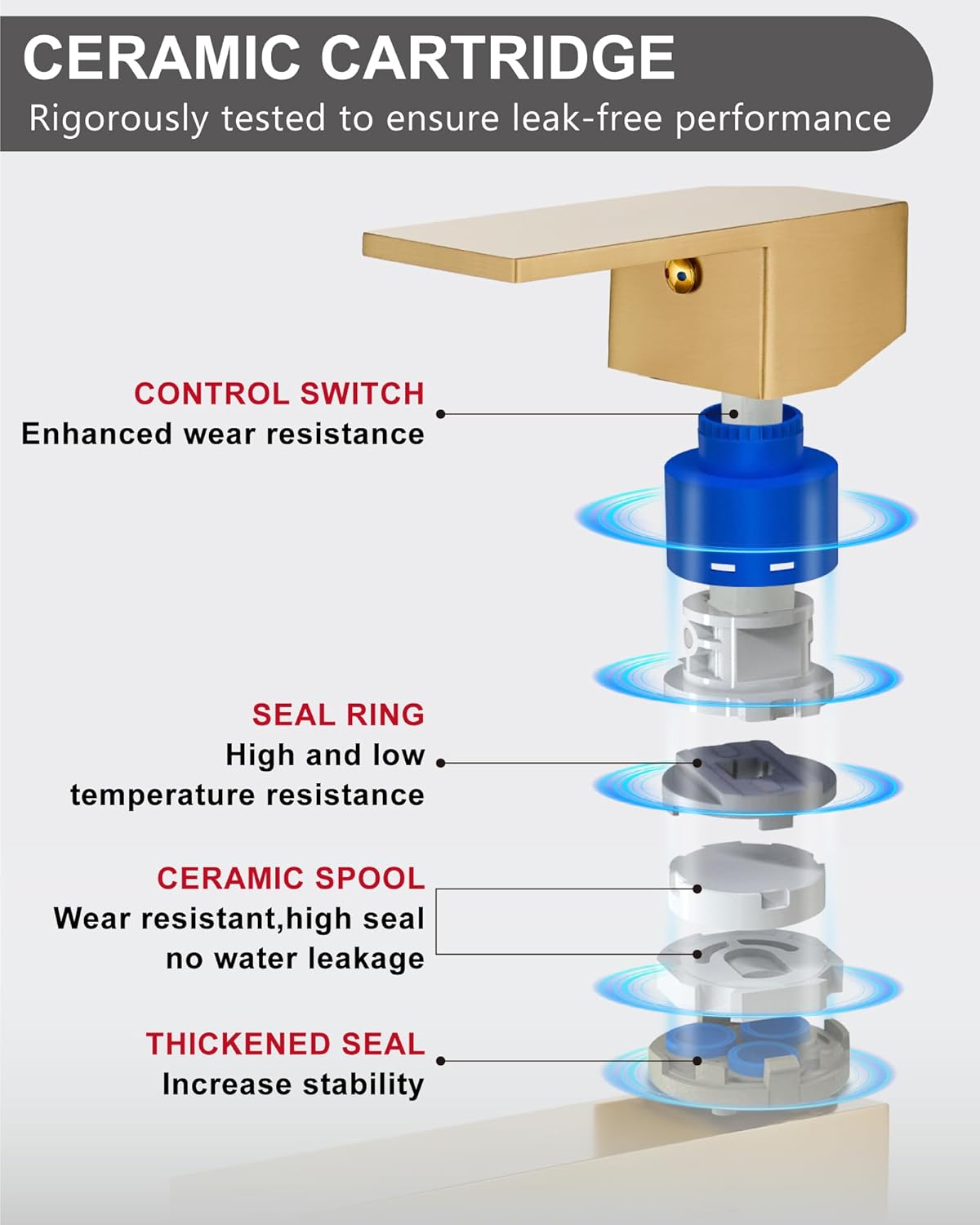 Midanya Bathroom Faucets 1 Hole, Single Handle Stainless Steel Bathroom Sink Faucet, Modern Vanity Faucets with Deck Plate,Water Supply Hoses and Pop Up Drain,Brushed Gold - Image 7