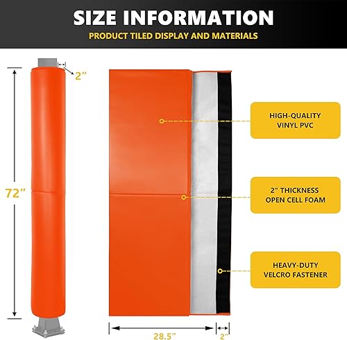 Miniatura 46 de Almohadilla para bastón de baloncesto, almohadillas de seguridad resistentes para protección del jugador, 72 pulgadas de alto, acolchado protector