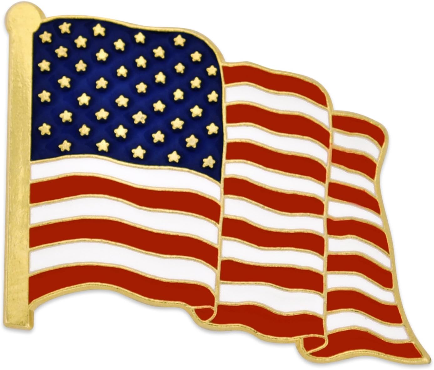 American Flag Lapel Pin – Made in the USA - Gold Color Plated or Nickel Plated Enamel Pin – Patriotic Rectangular or Waving United States Country for Coats, Suit Jackets and Lanyards