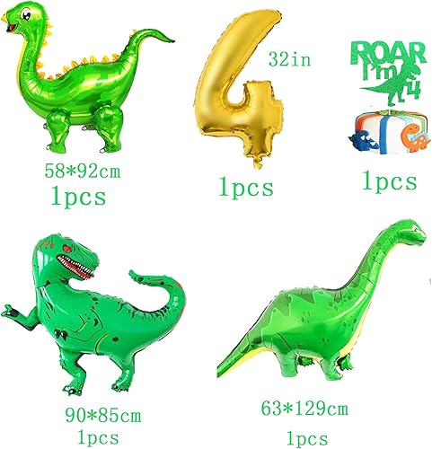 Miniatura 5 de Fiesta de 4 cumpleaños de dinosaurio, fiesta de dinosaurios Roar Im 4, cartel de 4 cumpleaños de niño dinosaurio, pancarta de cumpleaños de Roar Im