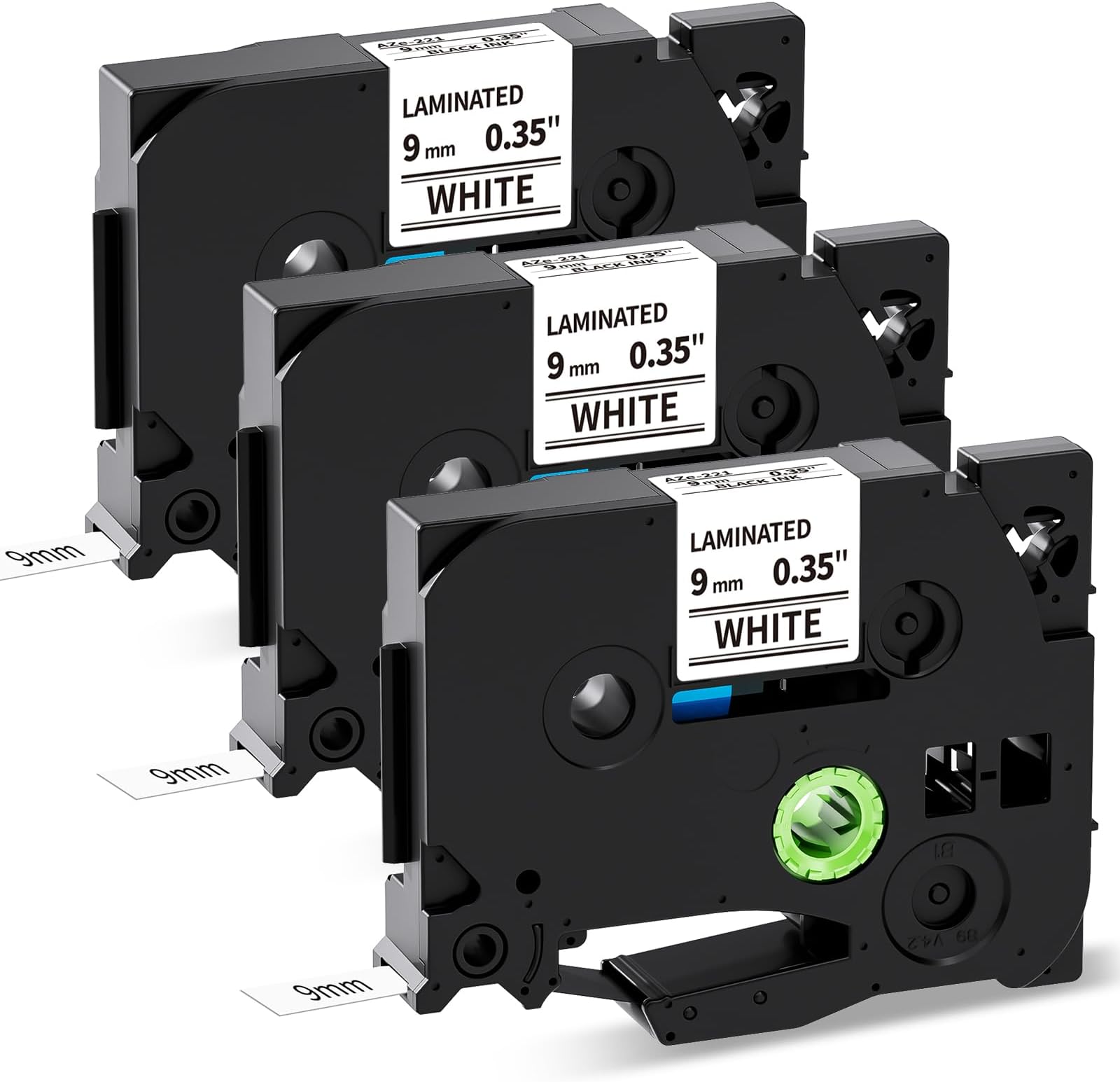 MarkField Compatible Label Tape Replacement for Brother Ptouch TZ TZe-221 Label Maker Tape PT-H105 H101C H100LB/R GL200 PT-1000 1010 D400 D200 E100, Black on White, 0.35in 9mm x 8m, 3 Pack