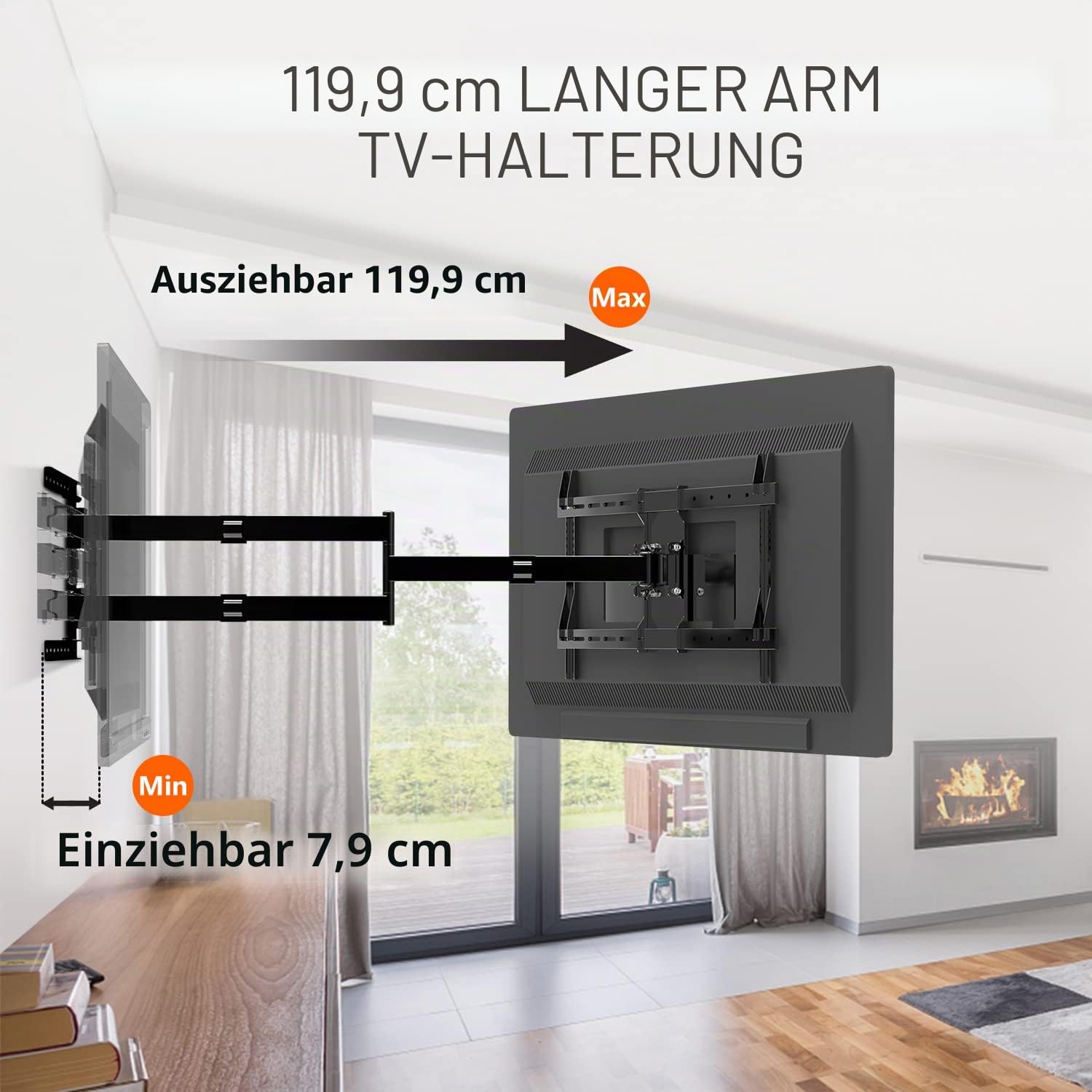 GINKGO TV Wandhalterung Schwenkbar für 37-75 Zoll LCD/LED/OLED TV | 1200 mm Extra Langem Gelenkarm Wandhalterung Fernseher，Schwenkbar und Drehbar, MAX VESA 600x400mm, Bis Zu 45KG