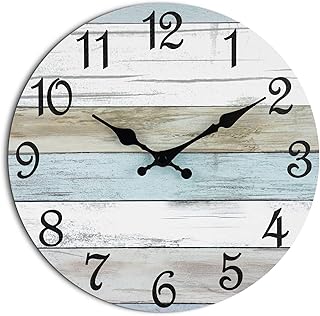 CHYLIN Wall Clock Silent Non Ticking Wall Clocks Battery Operated, Rusti...