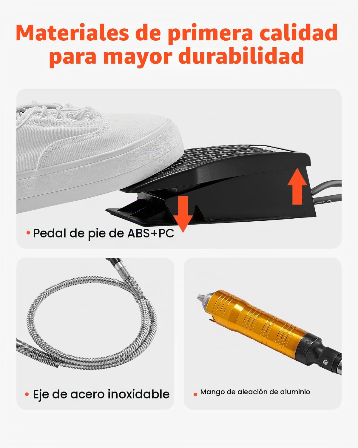 VEVOR Amoladora de Eje Flexible, Herramienta Rotativa Eléctrica de Eje Flexible de 1200 W y 30 000 RPM, con 31 Accesorios y Pedal para Tallar, Pulir, Taladrar y Pulir, 1260 x 115 x 95 mm, Negro