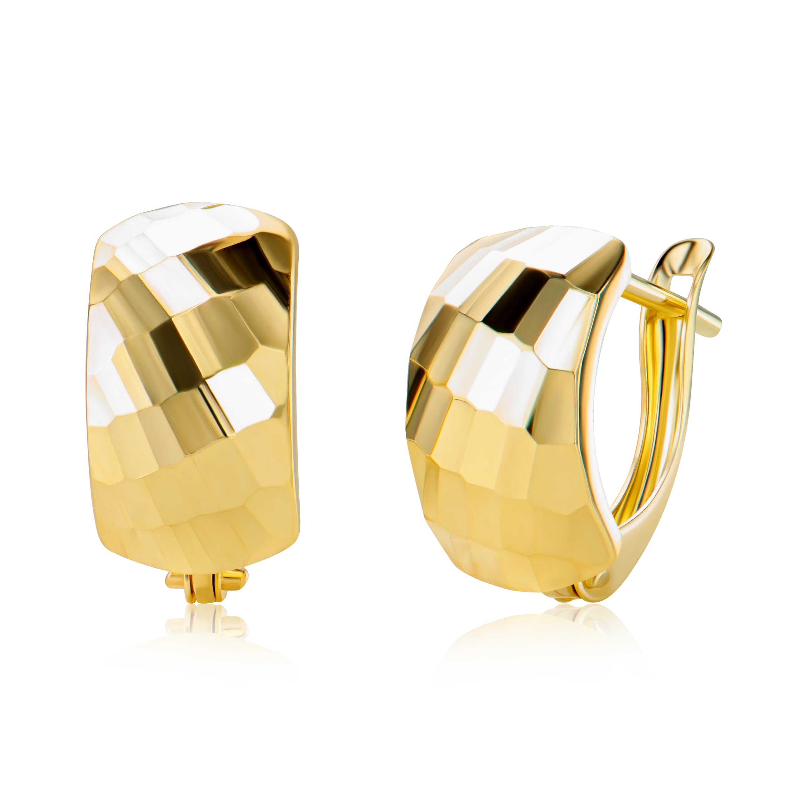 14 Karat 585 Gold Ohrringe Creolen Gelbgold Glänzend Ohrschmuck – EP03