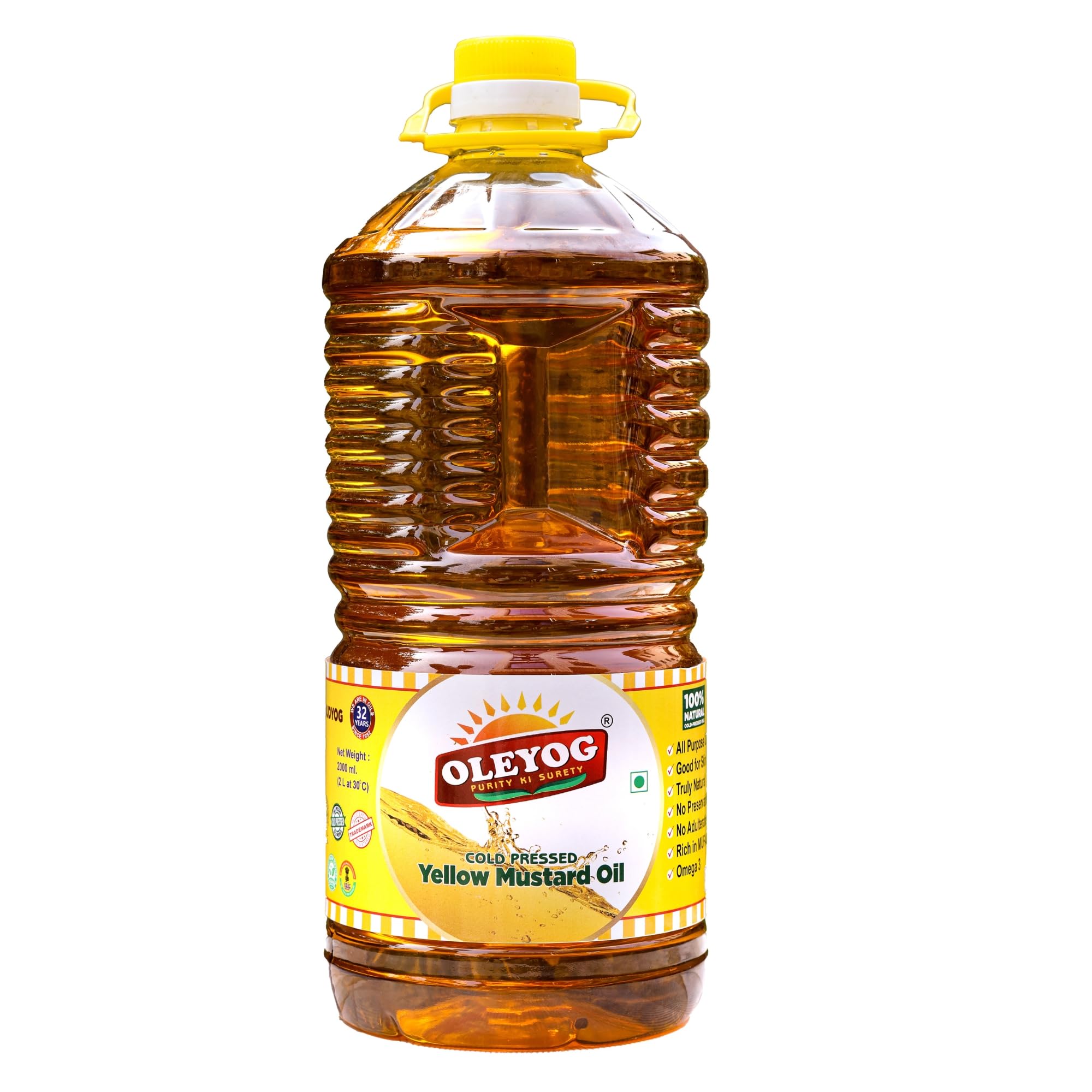 - Oleyog Cold Pressed Yellow Mustard Oil | Sarson Tel | Cooking Oil for Healthy Indian Cooking - 2000ML