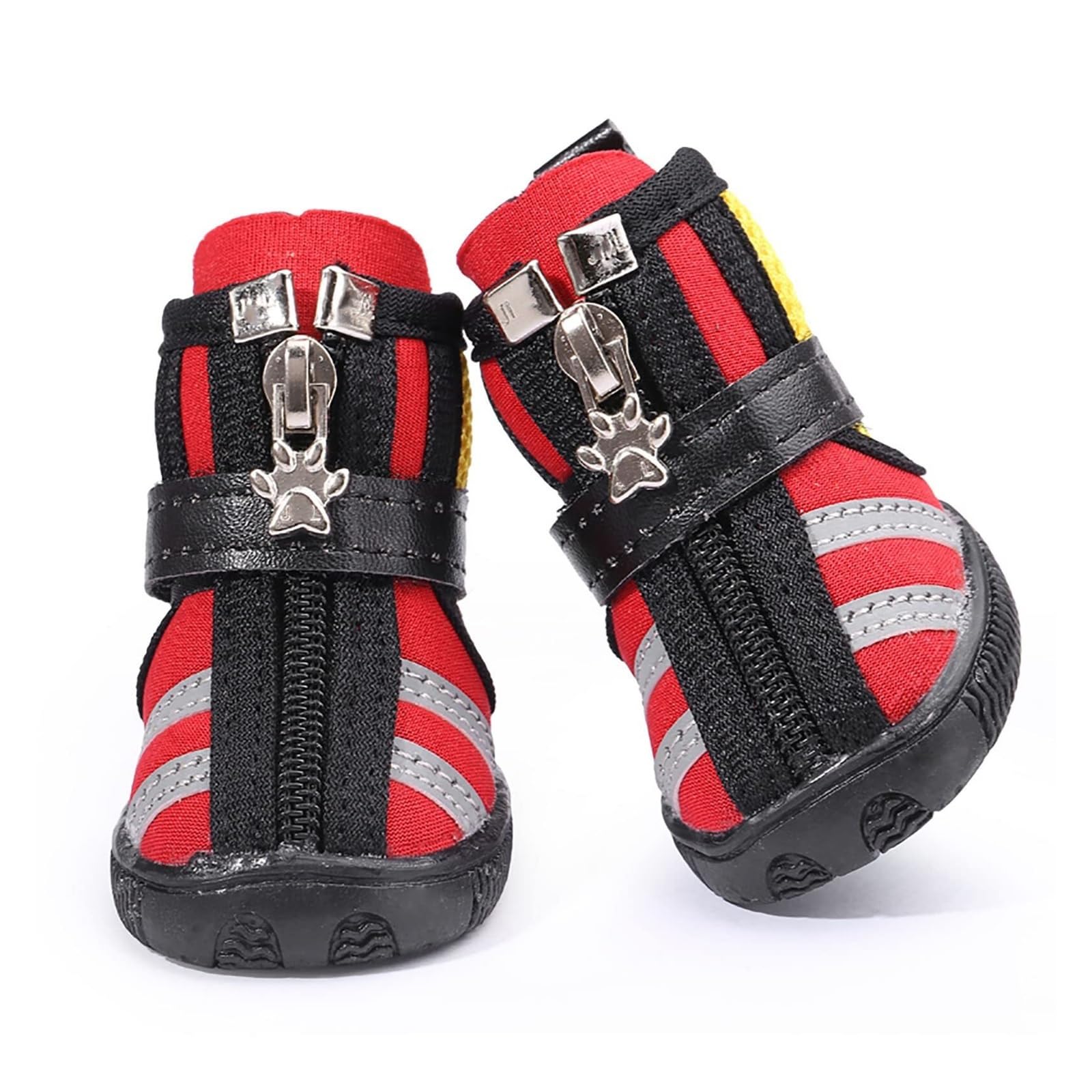 Chaussures imperméables pour chien et bottes antidérapantes réfléchissantes toutes saisons rouge