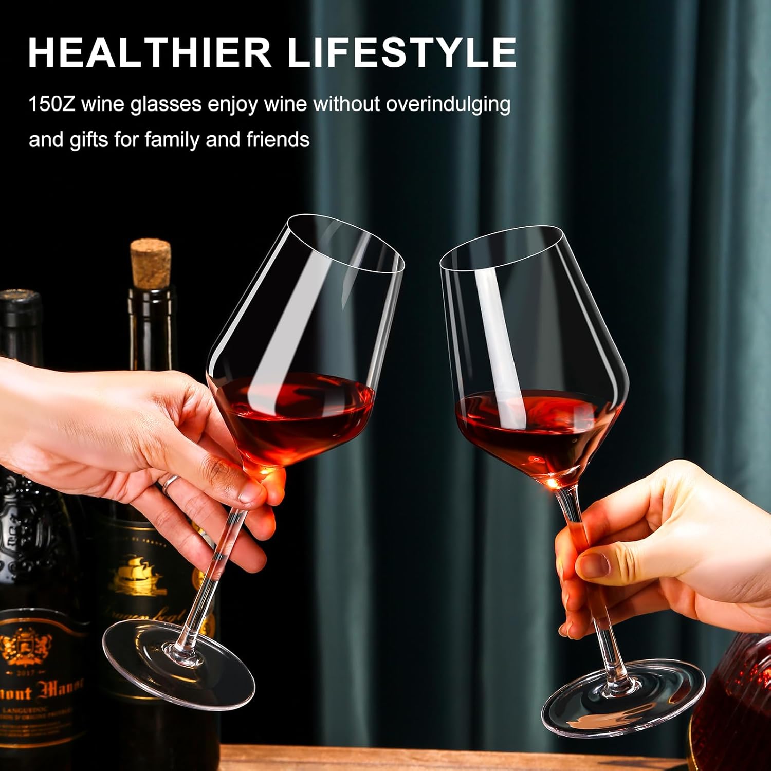 Red Wine Glasses Set of 4,15 oz Lead-Free Crystal Clear Wine Glass, Hand-Blown Italian White Wine Glass, Great Gift Packaging - Image 5