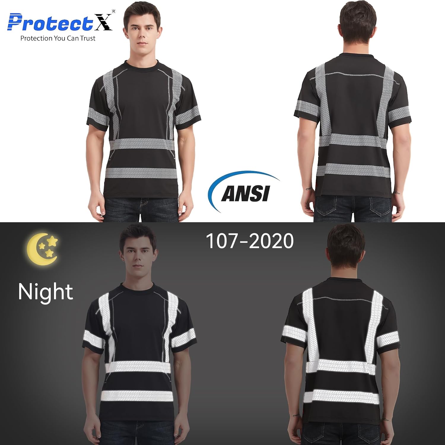 ProtectX High Visibility Short Sleeve Shirts Reflective Hi Vis Safety Shirts for Men and Women Shirts for Construction 1 Pack - Image 4