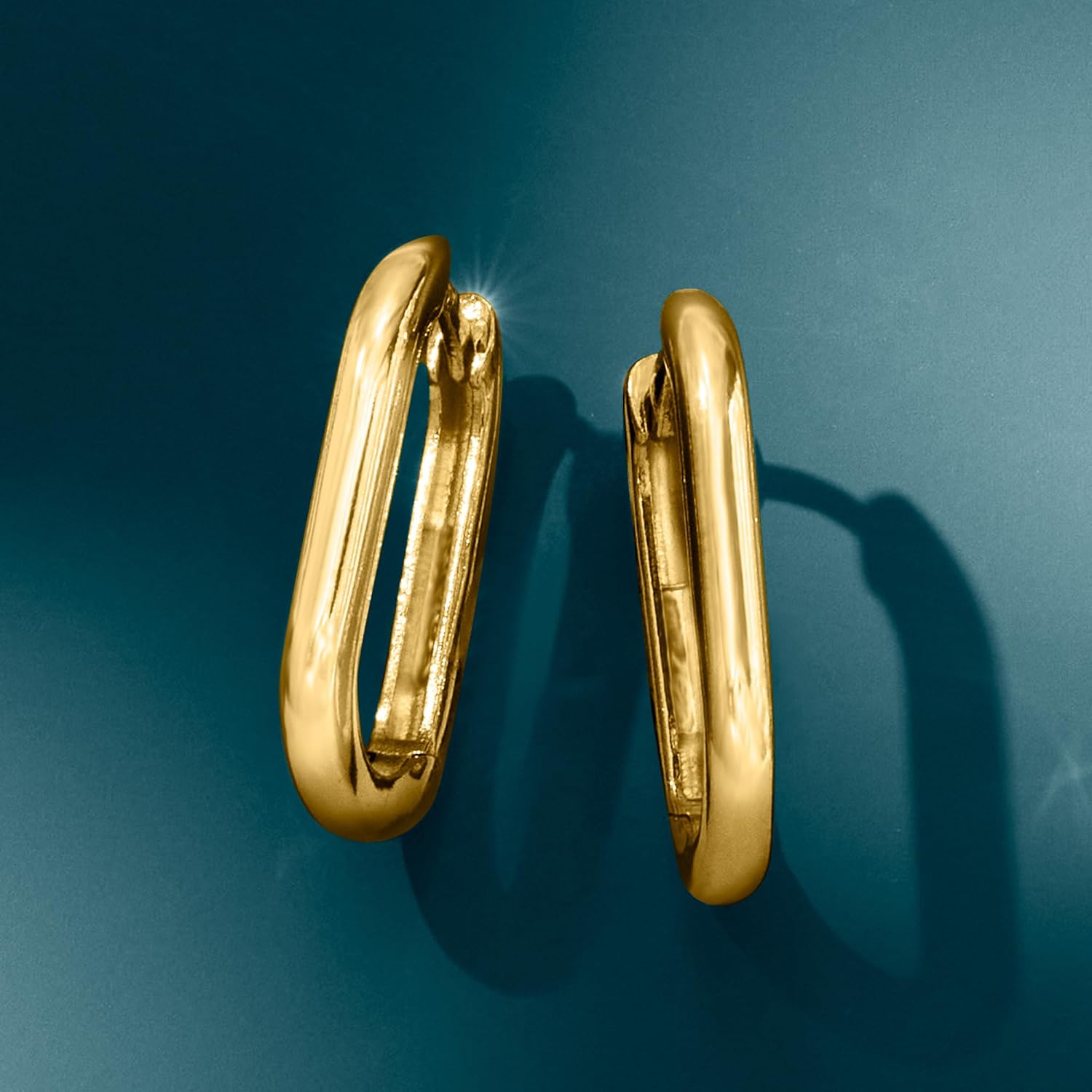 Ross-Simons Italian 18kt Gold Over Sterling Medium Paper Clip Link Hoop Earrings