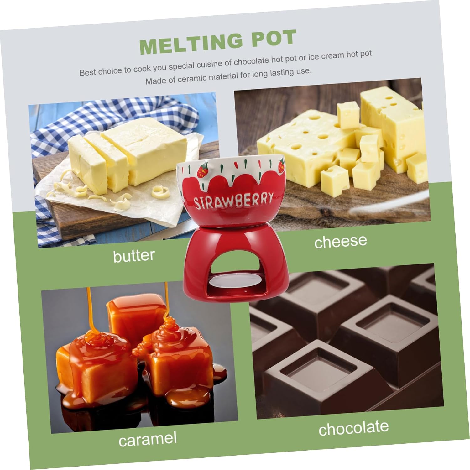 Ceramic Cheese Melting Pot Set Chocolate Fondue Butter Warmer Electric Melting Stove for Cheese Chocolate and Butter for Parties and Family Gatherings