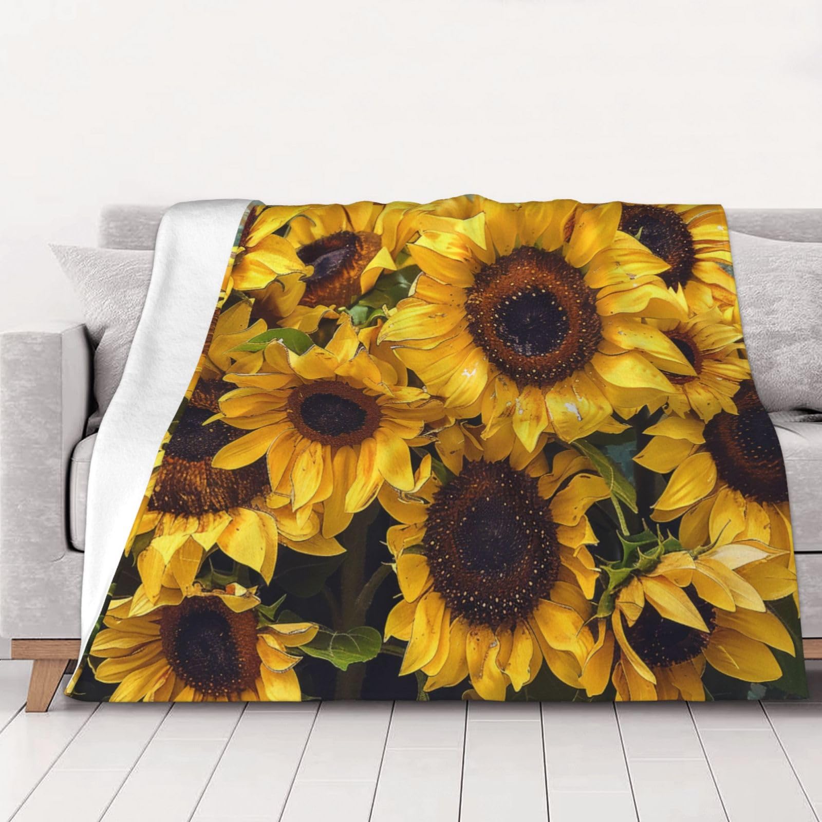 Couverture flanelle tournesol 203x152 cm pour lit et canapé