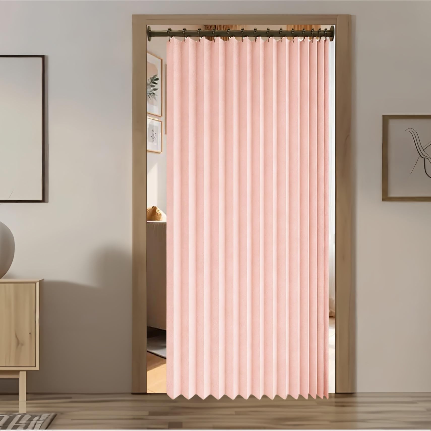 Rideau séparation anti bruit et thermique 133x185 cm rose opaque pour isoler la chambre