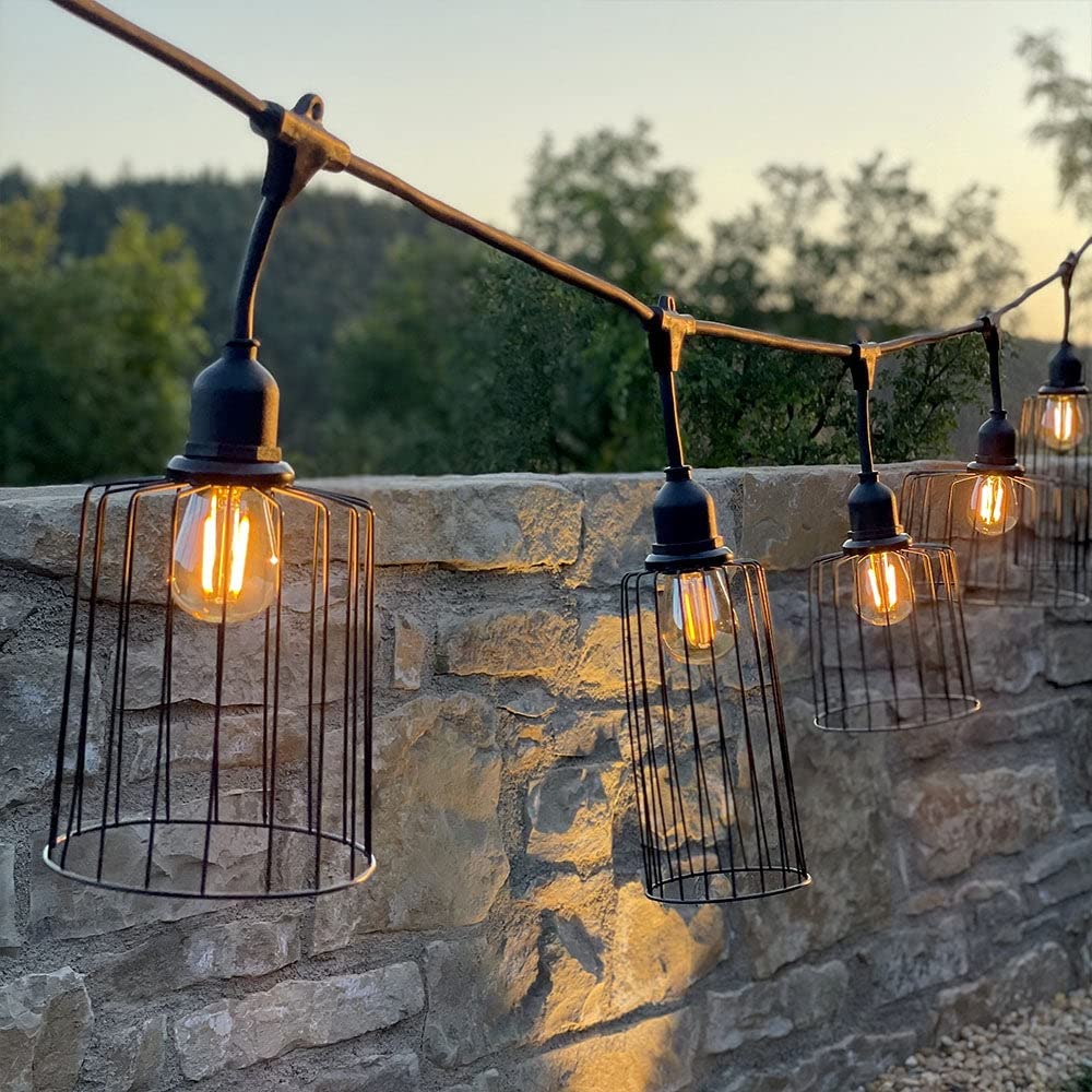 Guirnalda luminosa exterior con pantalla de metal 10 bombillas de filamento casquillo E27 LED blanco cálido NEMA LIGHT 6m