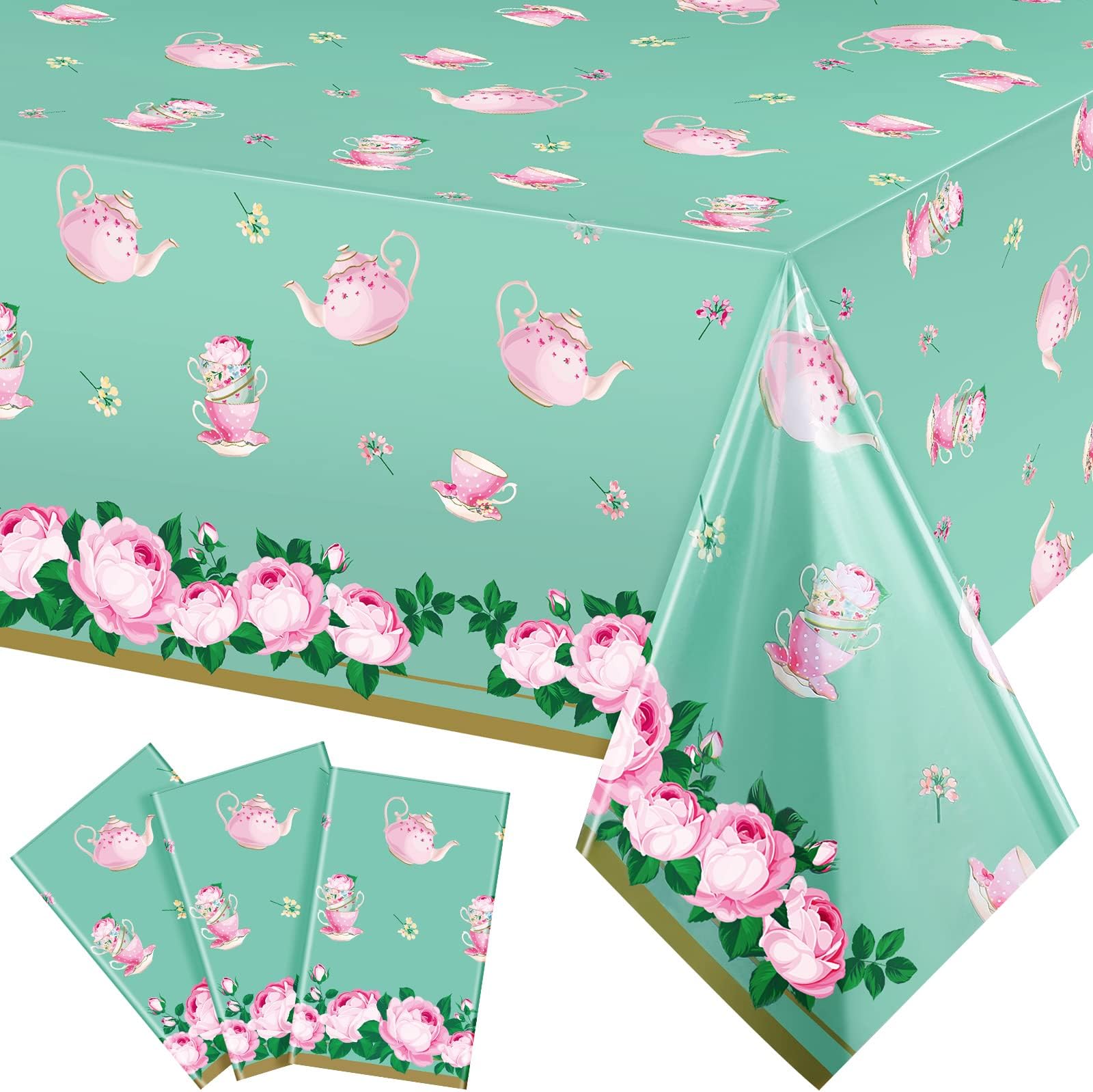 Sparkle and Bash 3 Pack Floral Pink Rose Tablecloth