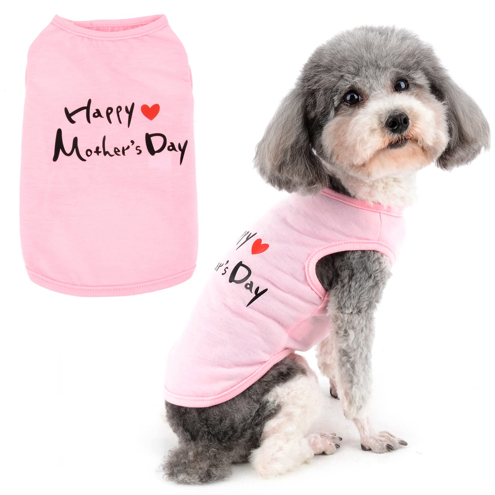 Zunea Camisas para perros pequeños, niñas y niños, chaleco de verano, camisetas de algodón suave, ropa para cachorros, transpirable, sin mangas, ropa para mascotas para chihuahua, yorkie, rosa, L